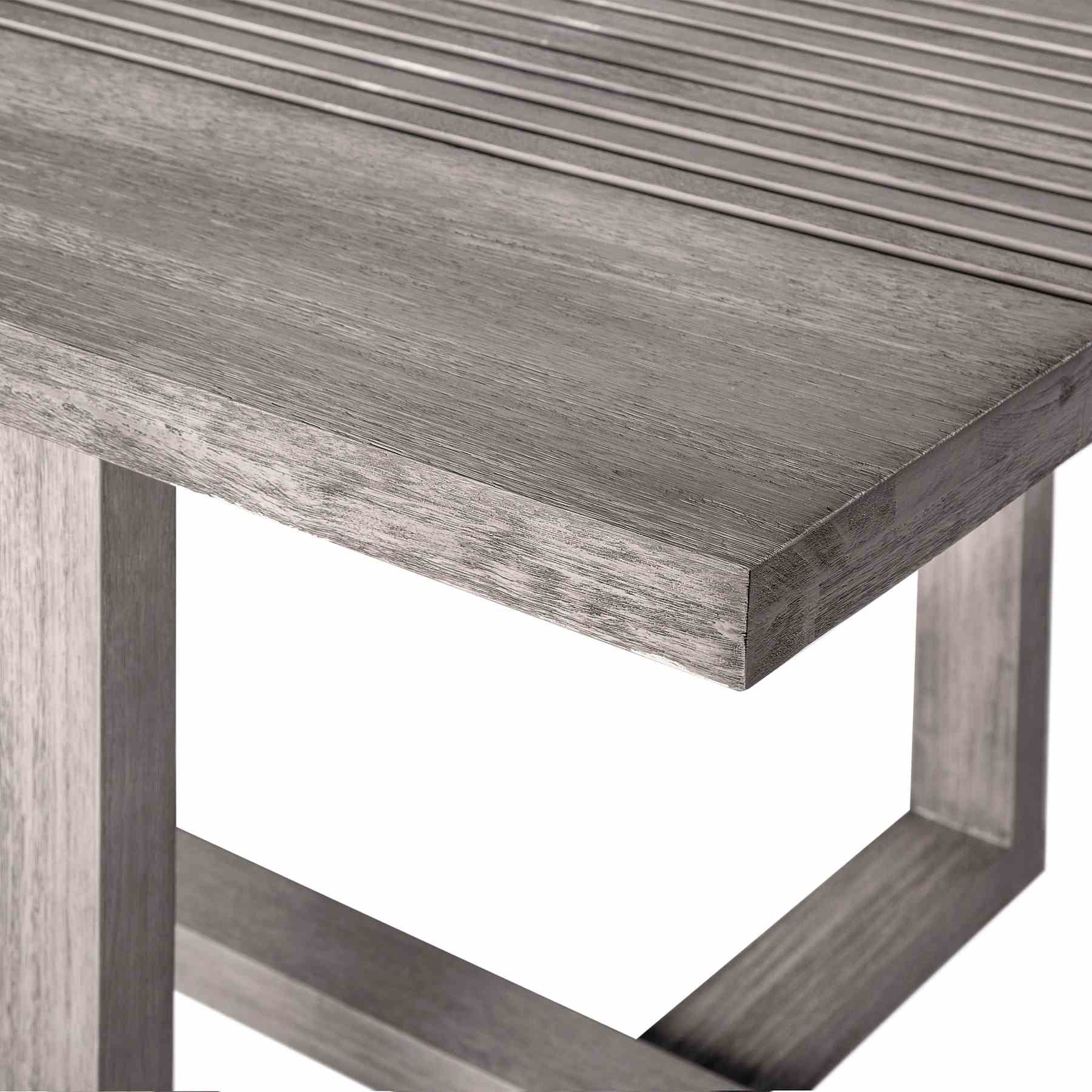Vivid Outdoor Patio 7 Piece Dining Set in Gray Eucalyptus Wood with Gray Olefin Cushions - Image 8