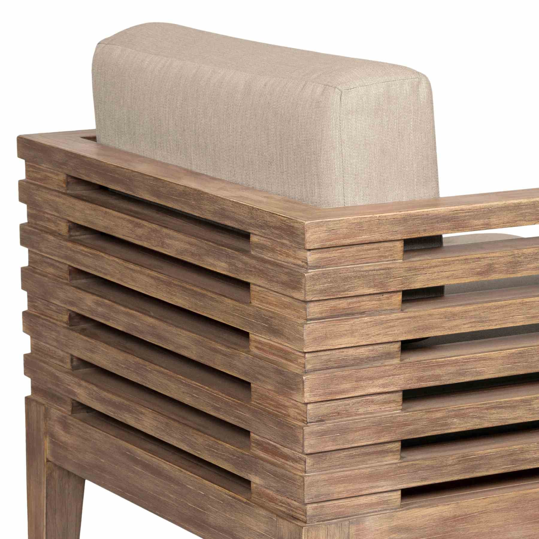 Vivid Outdoor Patio 7 Piece Dining Set in Light Eucalyptus Wood with Taupe Olefin Cushions - Image 7