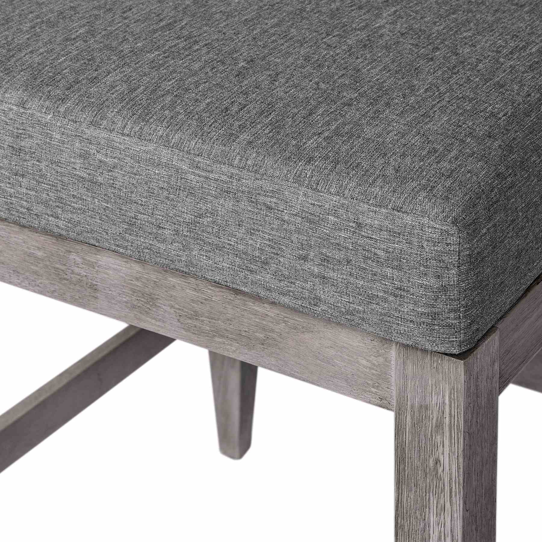 Vivid Outdoor Patio Bar Stool in Gray Eucalyptus Wood with Gray Olefin Cushions - Image 8