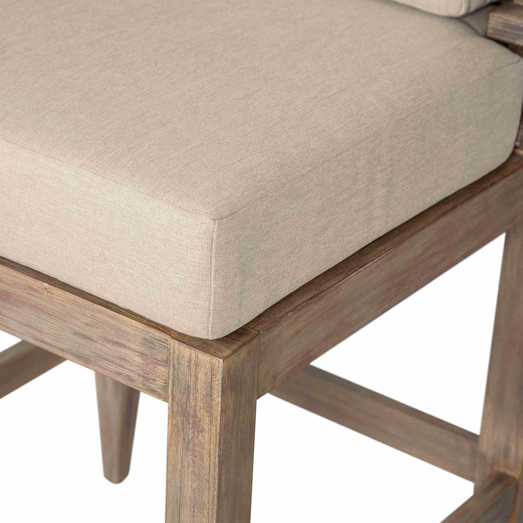 Vivid Outdoor Patio Bar Stool in Light Eucalyptus Wood with Taupe Olefin Cushions - Image 8