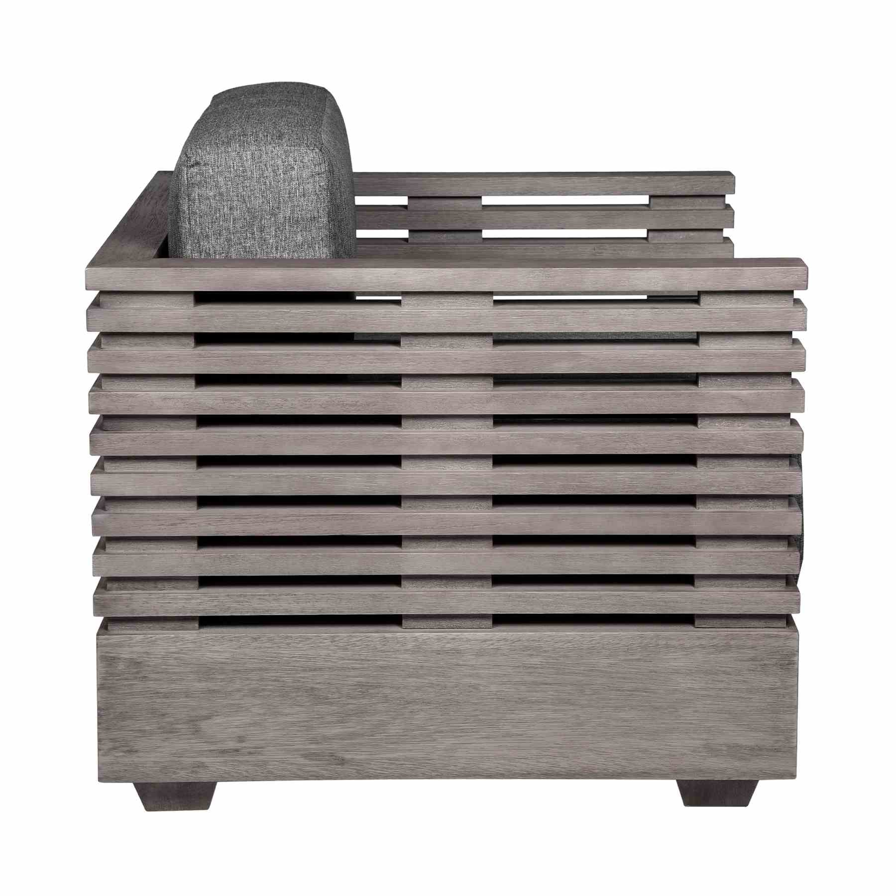 Vivid Outdoor Patio Chair in Gray Eucalyptus Wood with Gray Olefin Cushions - Image 3