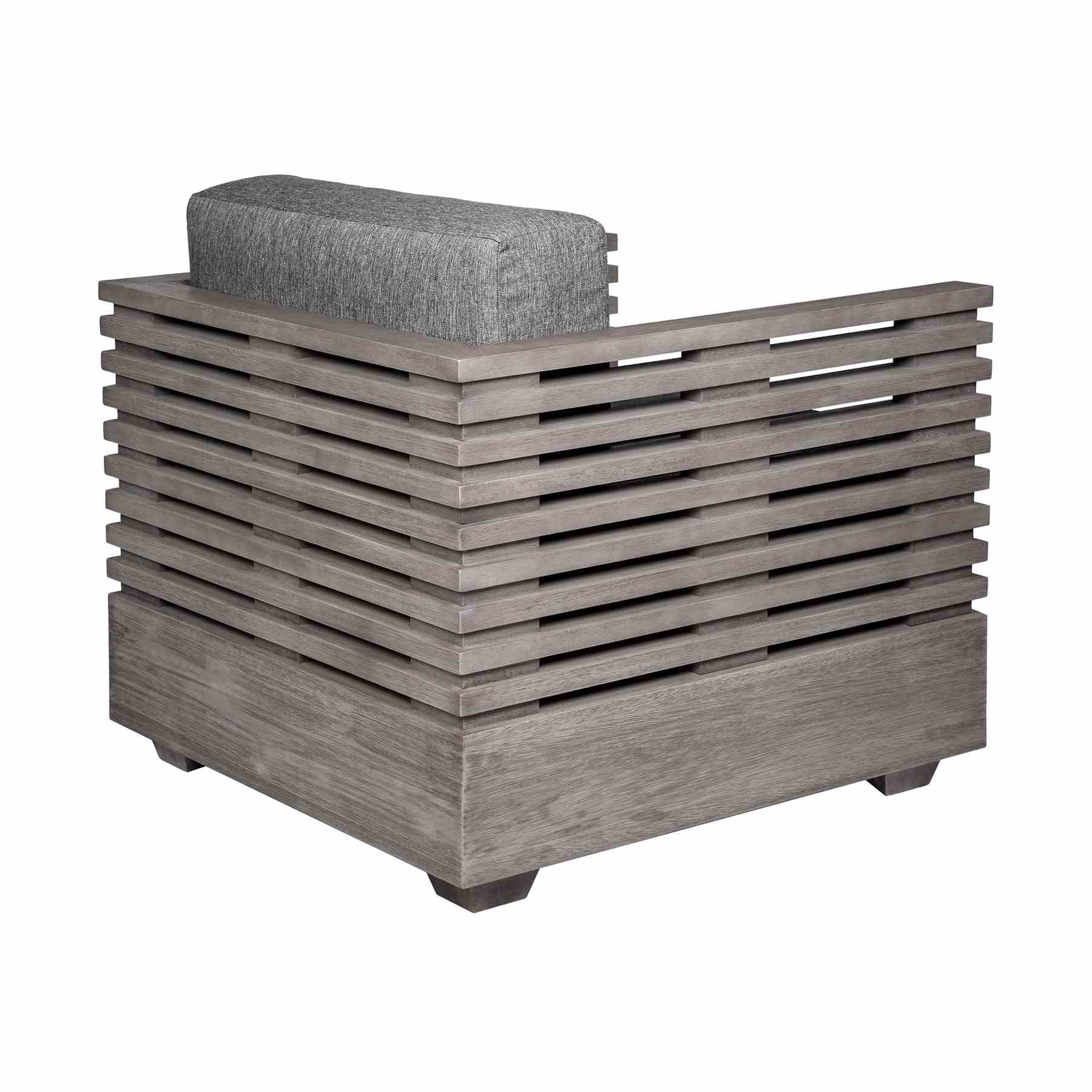 Vivid Outdoor Patio Chair in Gray Eucalyptus Wood with Gray Olefin Cushions - Image 4