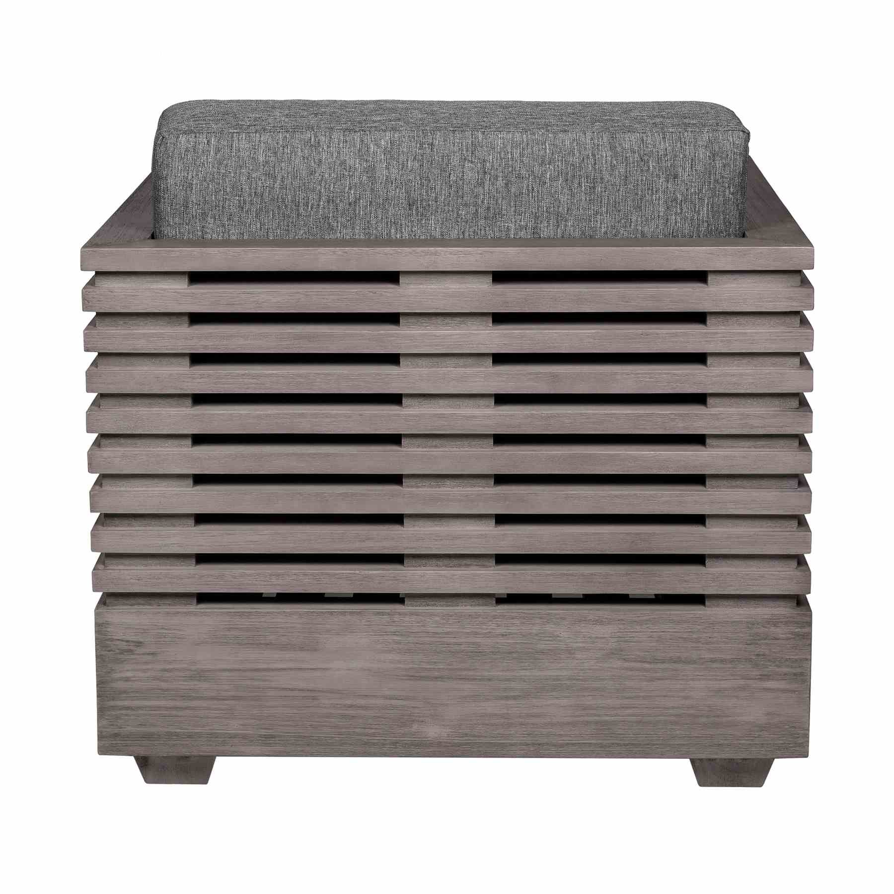 Vivid Outdoor Patio Chair in Gray Eucalyptus Wood with Gray Olefin Cushions - Image 5