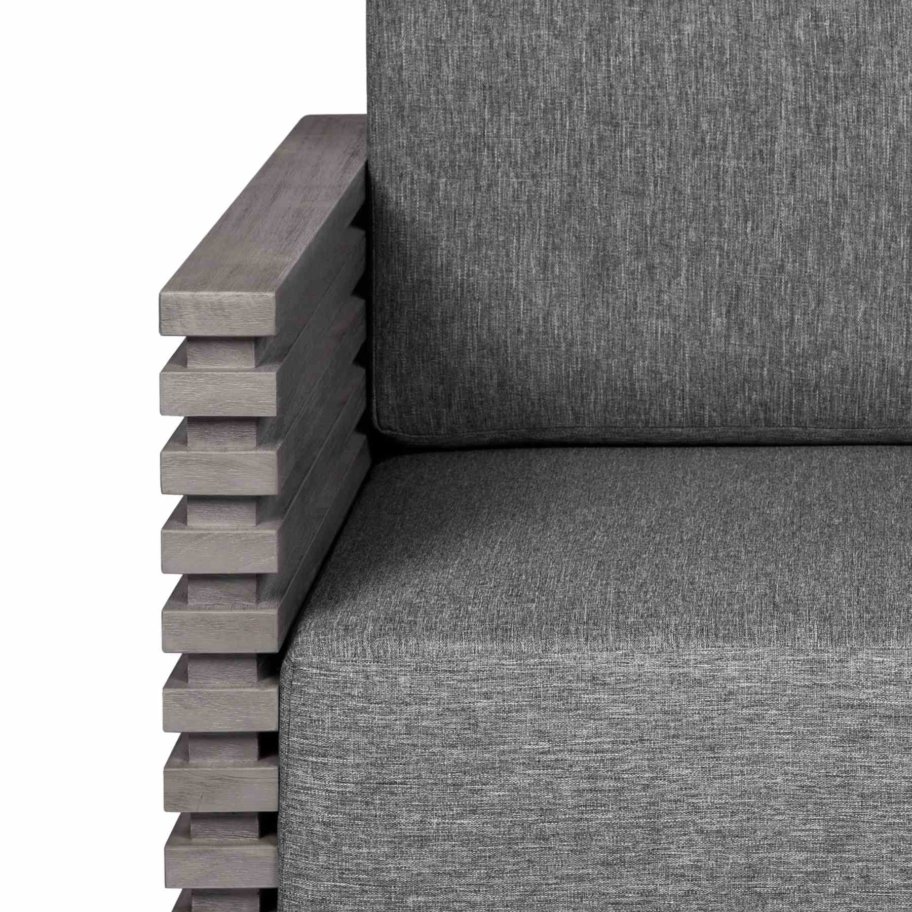 Vivid Outdoor Patio Chair in Gray Eucalyptus Wood with Gray Olefin Cushions - Image 6