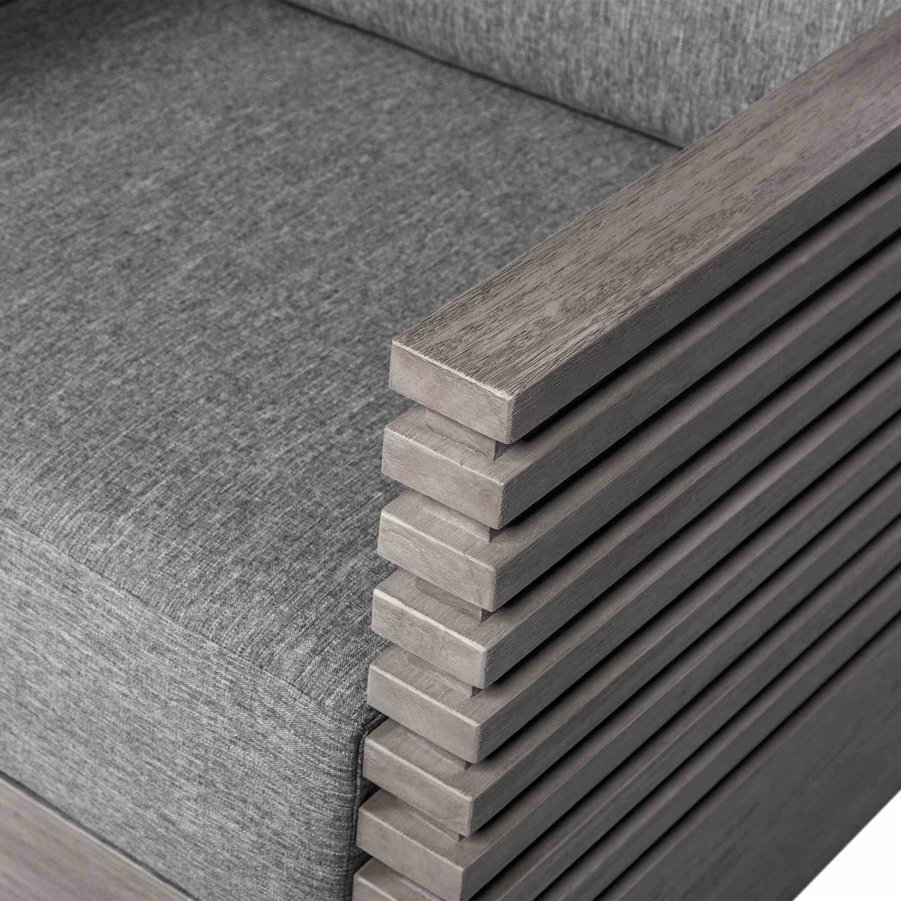 Vivid Outdoor Patio Chair in Gray Eucalyptus Wood with Gray Olefin Cushions - Image 7