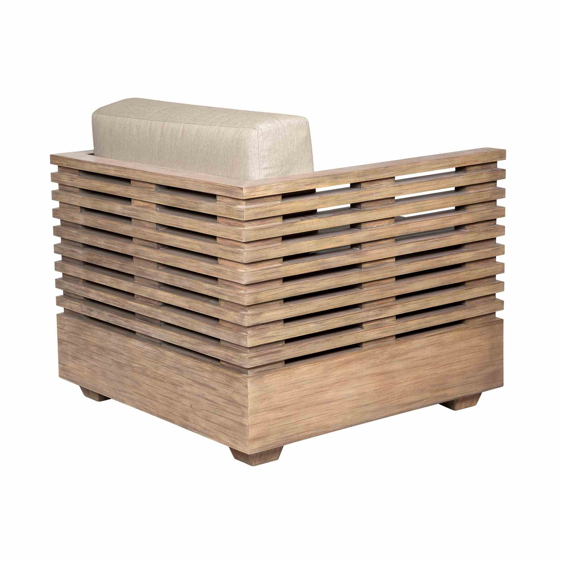 Vivid Outdoor Patio Chair in Light Eucalyptus Wood with Taupe Olefin Cushions - Image 4