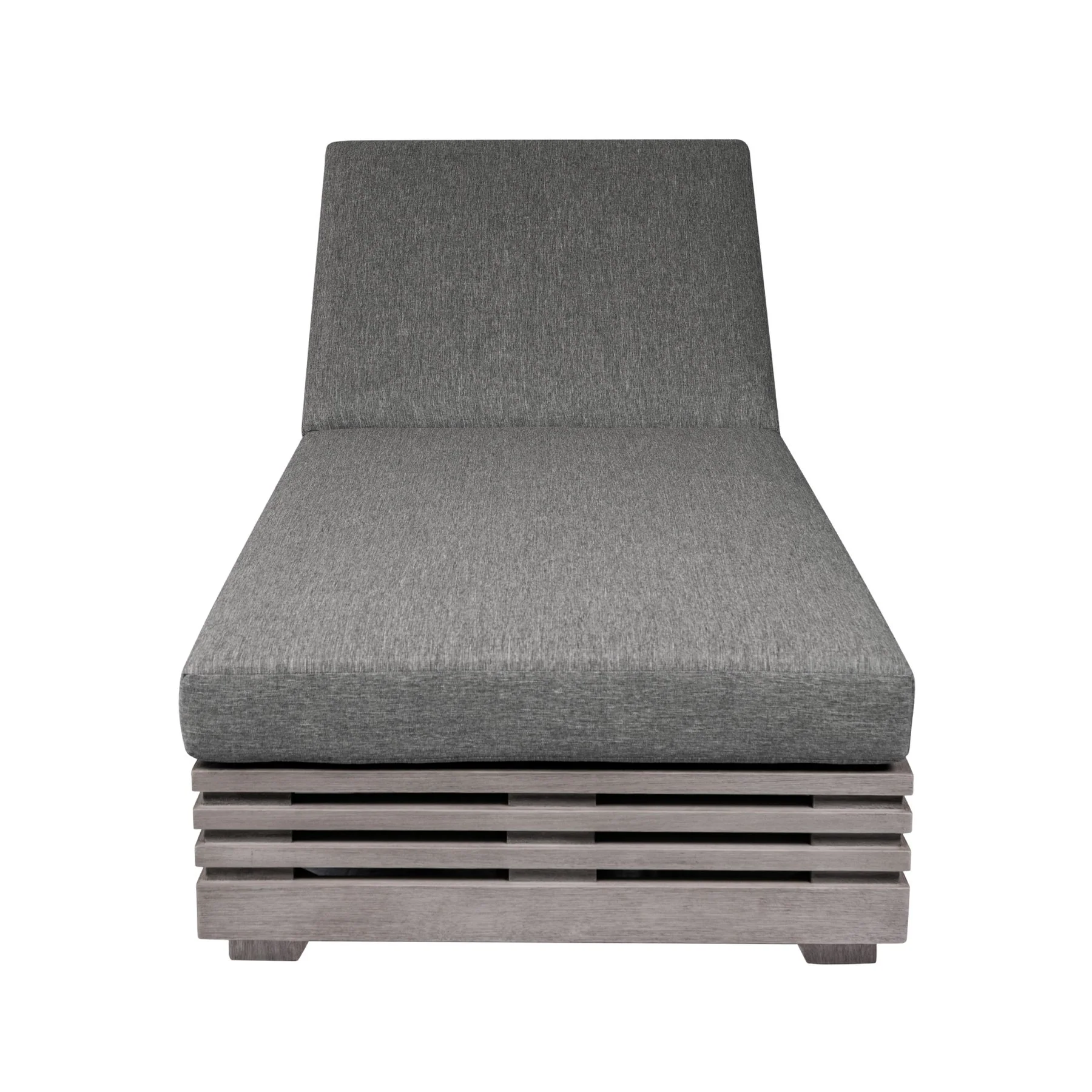 Vivid Outdoor Patio Chaise Lounge Chair in Gray Eucalyptus Wood with Gray Olefin Cushions - Image 2