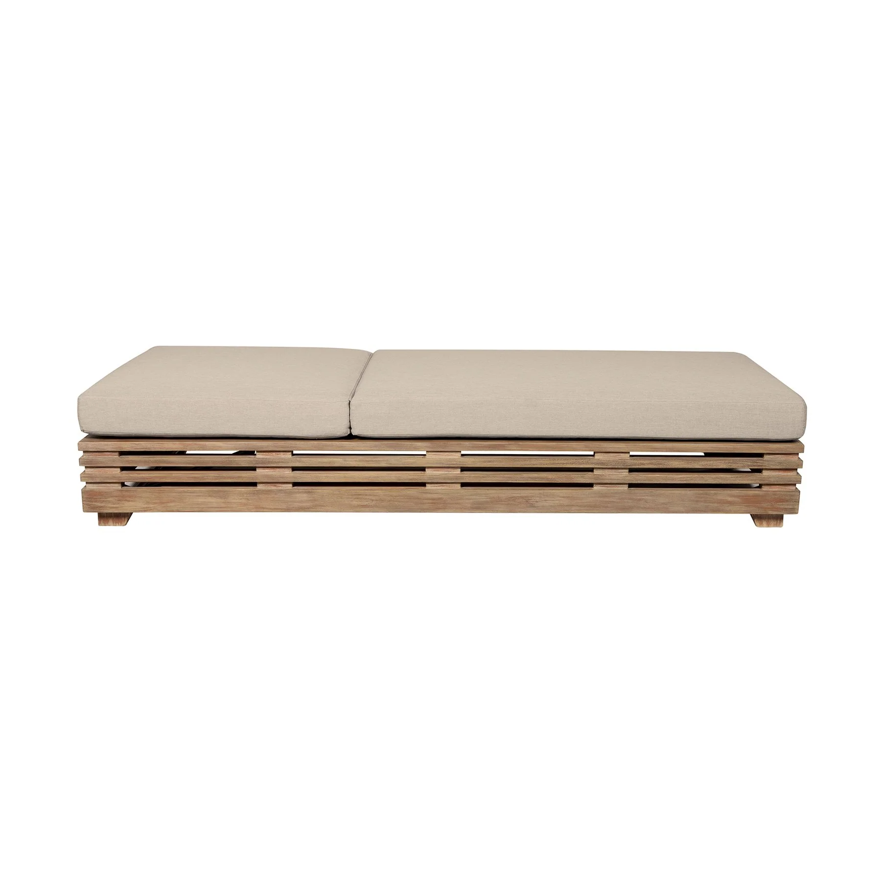Vivid Outdoor Patio Chaise Lounge Chair in Light Eucalyptus Wood with Taupe Olefin Cushions - Image 3