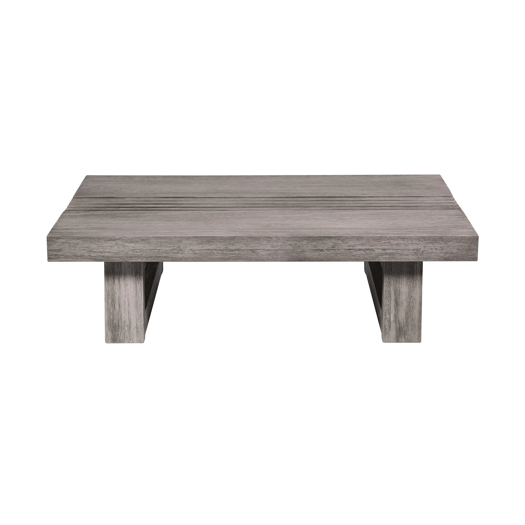 Vivid Outdoor Patio Coffee Table in Gray Eucalyptus Wood - Image 2