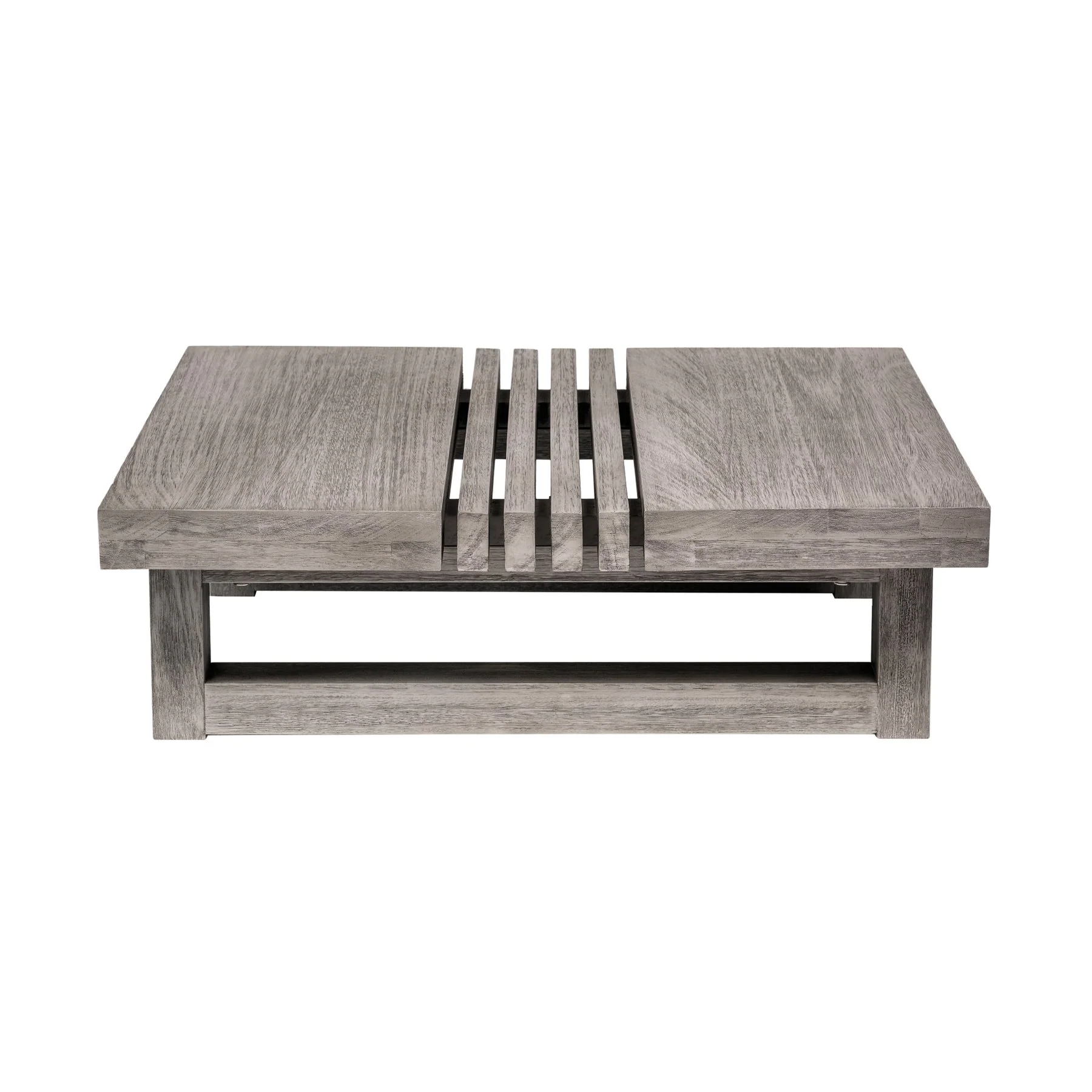 Vivid Outdoor Patio Coffee Table in Gray Eucalyptus Wood - Image 3