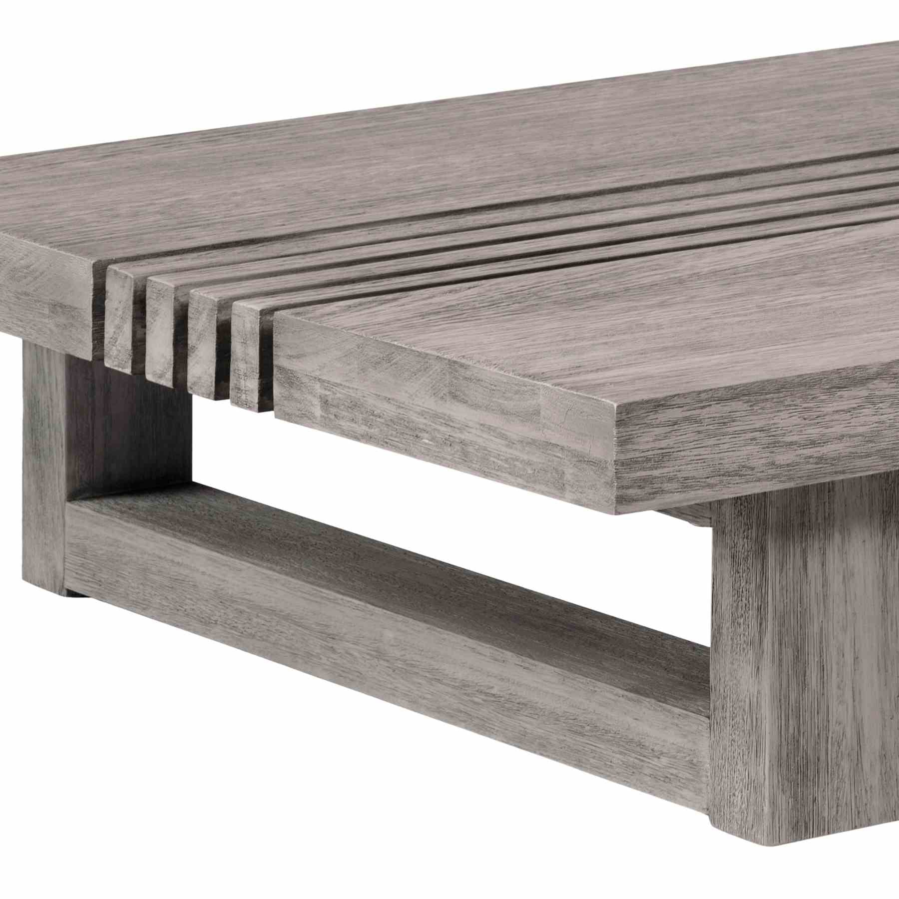Vivid Outdoor Patio Coffee Table in Gray Eucalyptus Wood - Image 5
