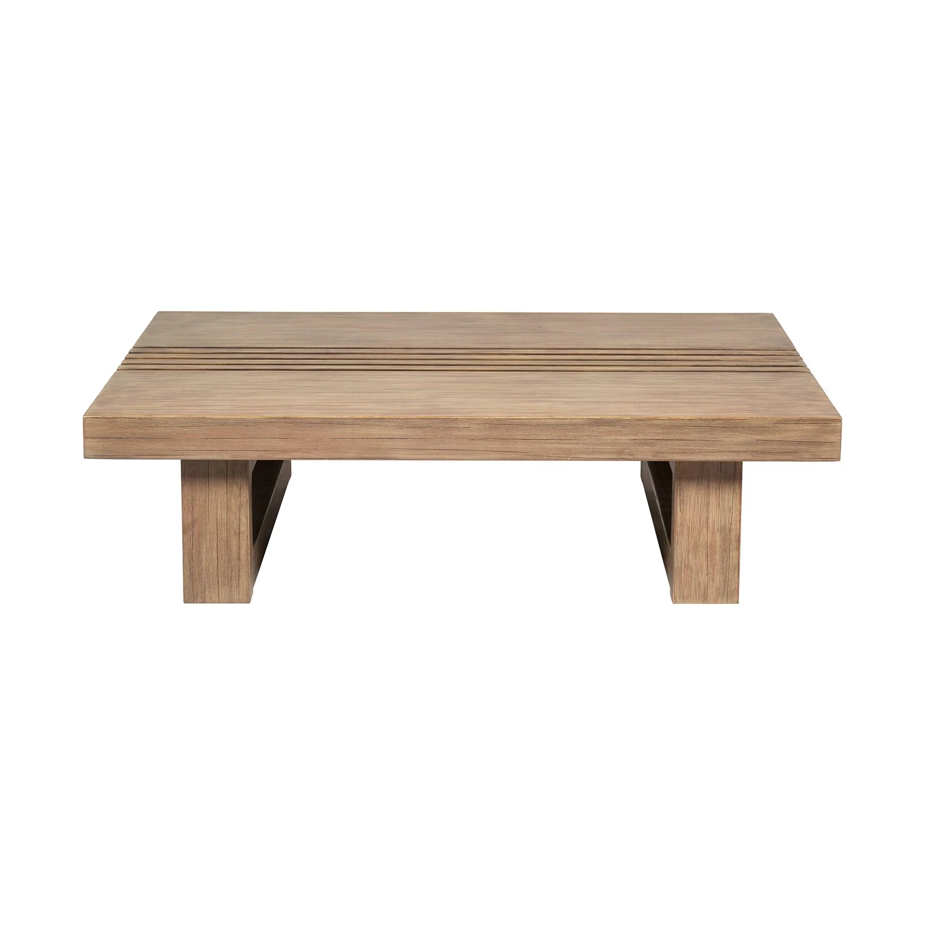 Vivid Outdoor Patio Coffee Table in Light Eucalyptus Wood - Image 2