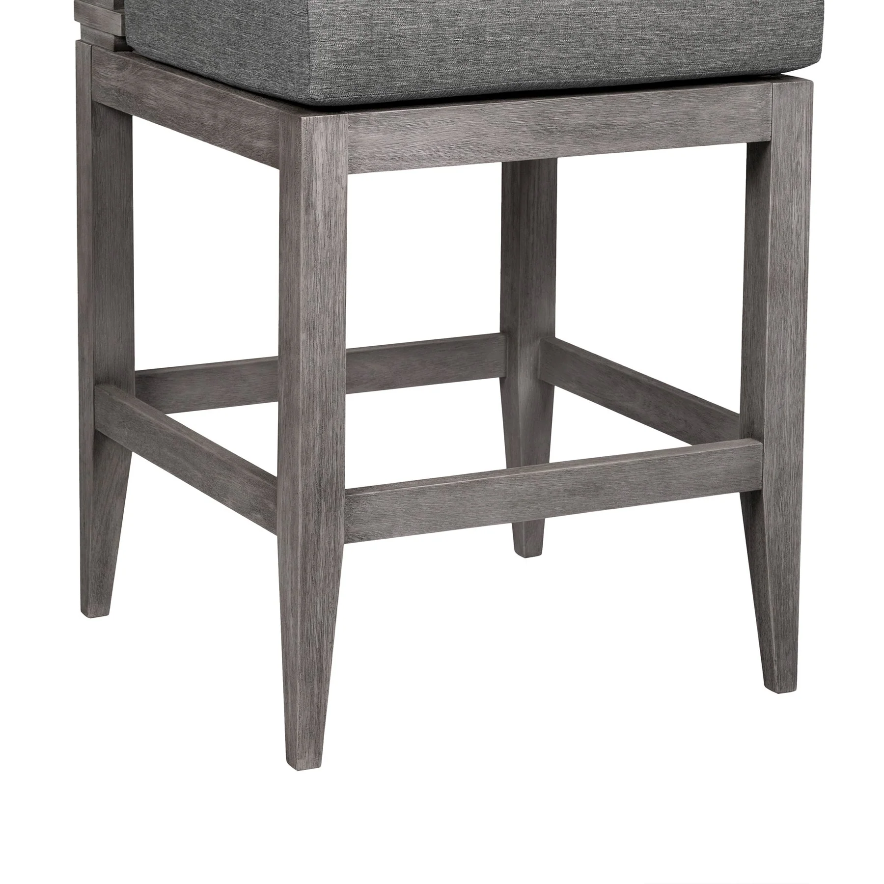 Vivid Outdoor Patio Counter Stool in Gray Eucalyptus Wood with Gray Olefin Cushions - Image 9