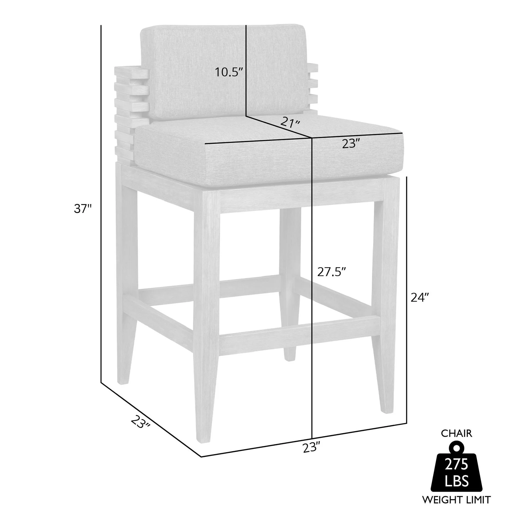 Vivid Outdoor Patio Counter Stool in Light Eucalyptus Wood with Taupe Olefin Cushions - Image 10