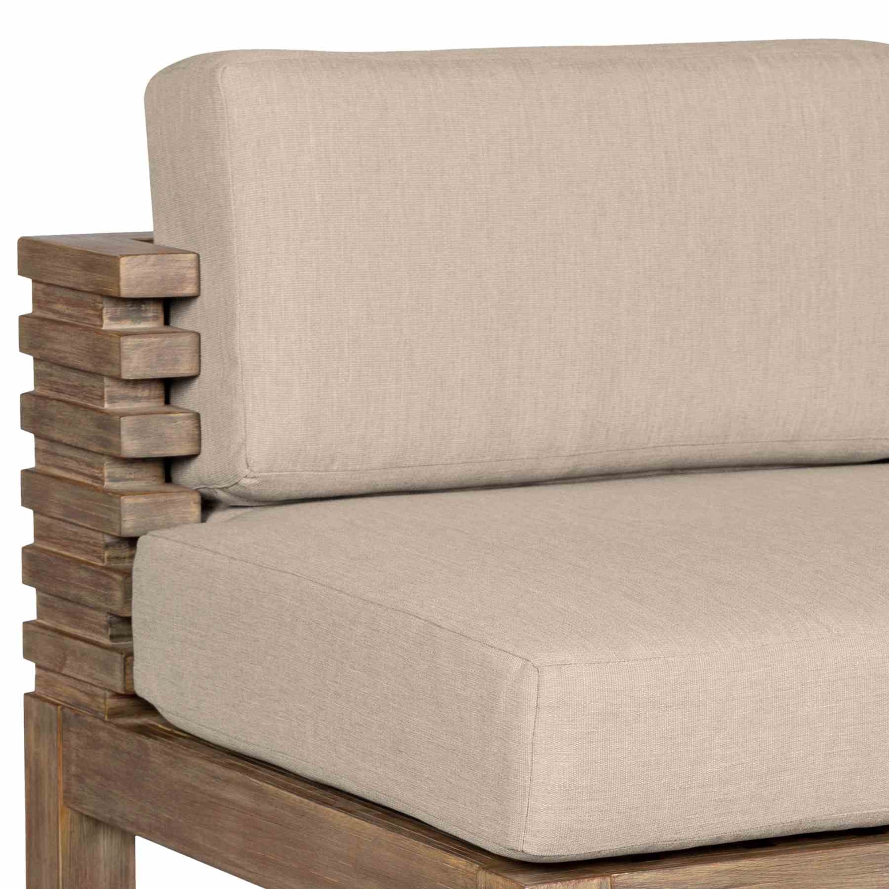 Vivid Outdoor Patio Counter Stool in Light Eucalyptus Wood with Taupe Olefin Cushions - Image 7