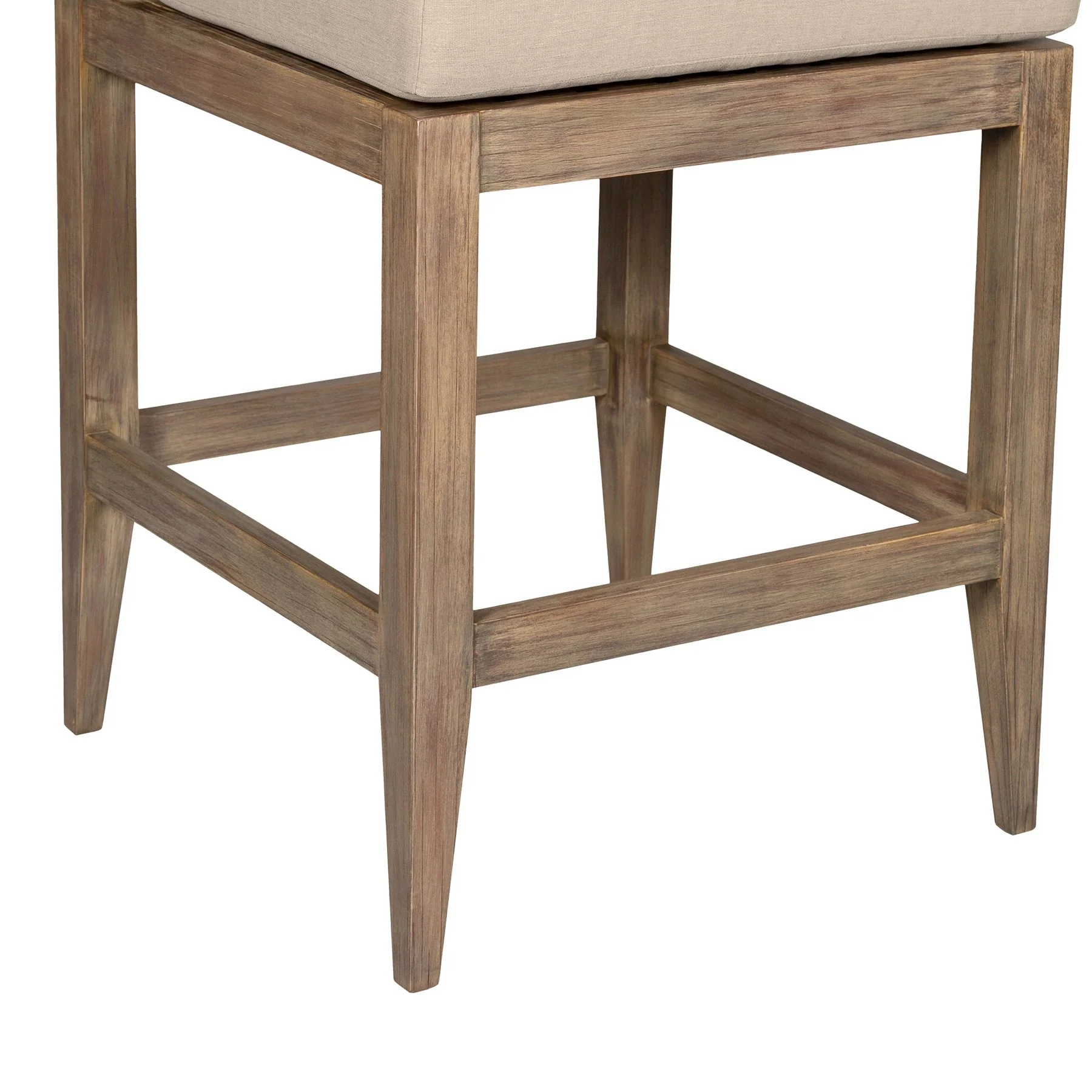 Vivid Outdoor Patio Counter Stool in Light Eucalyptus Wood with Taupe Olefin Cushions - Image 9