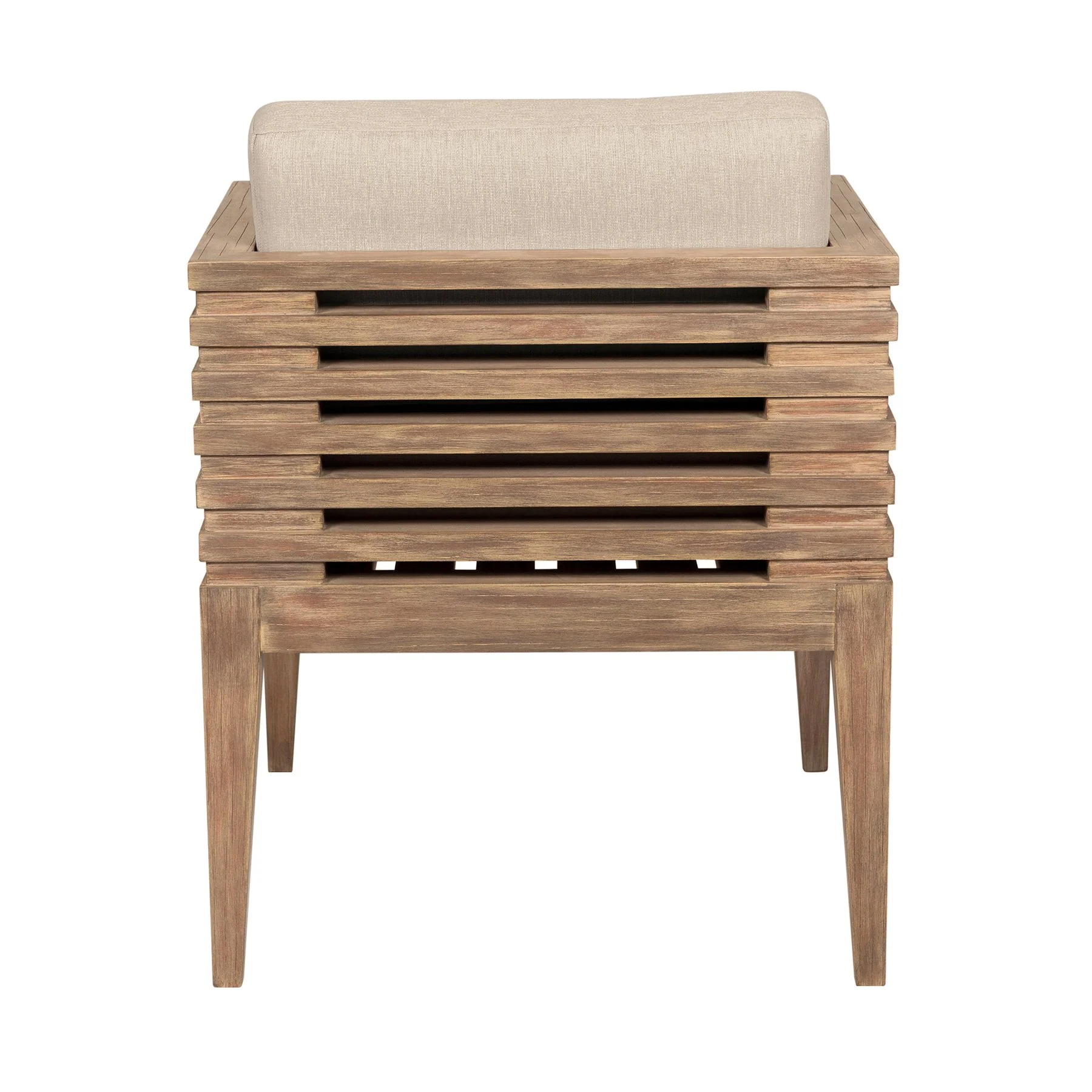 Vivid Outdoor Patio Dining Chair in Light Eucalyptus Wood with Taupe Olefin Cushions - Image 5
