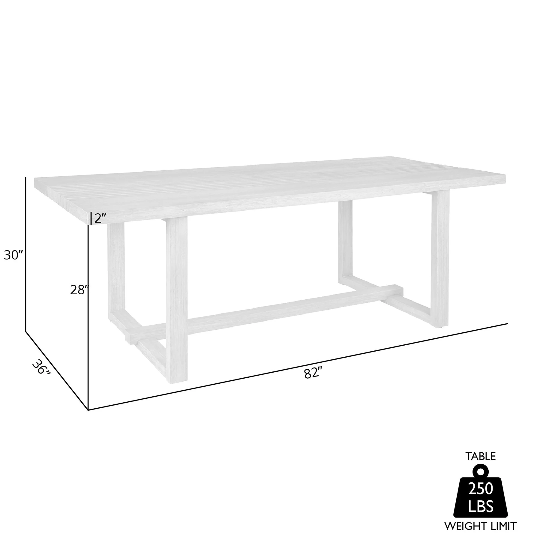 Vivid Outdoor Patio Dining Table in Gray Eucalyptus Wood - Image 7