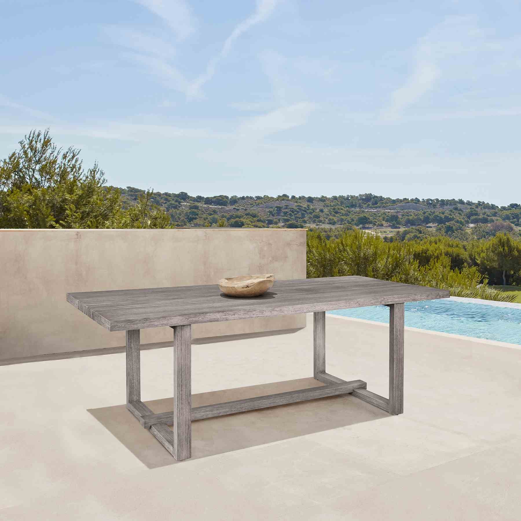 Vivid Outdoor Patio Dining Table in Gray Eucalyptus Wood - Image 8