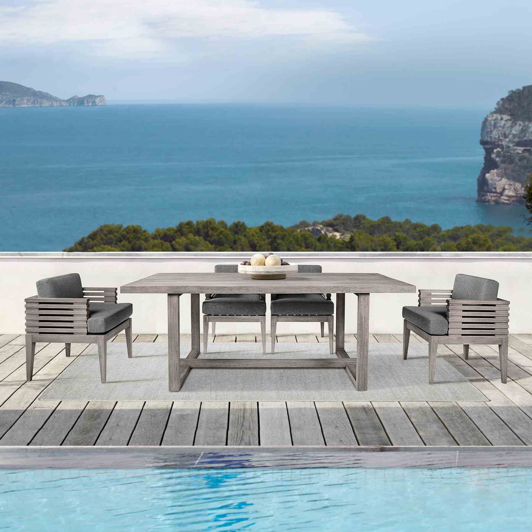 Vivid Outdoor Patio Dining Table in Gray Eucalyptus Wood - Image 9