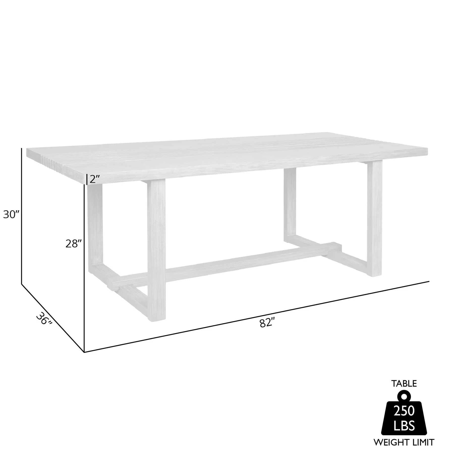 Vivid Outdoor Patio Dining Table in Light Eucalyptus Wood - Image 7