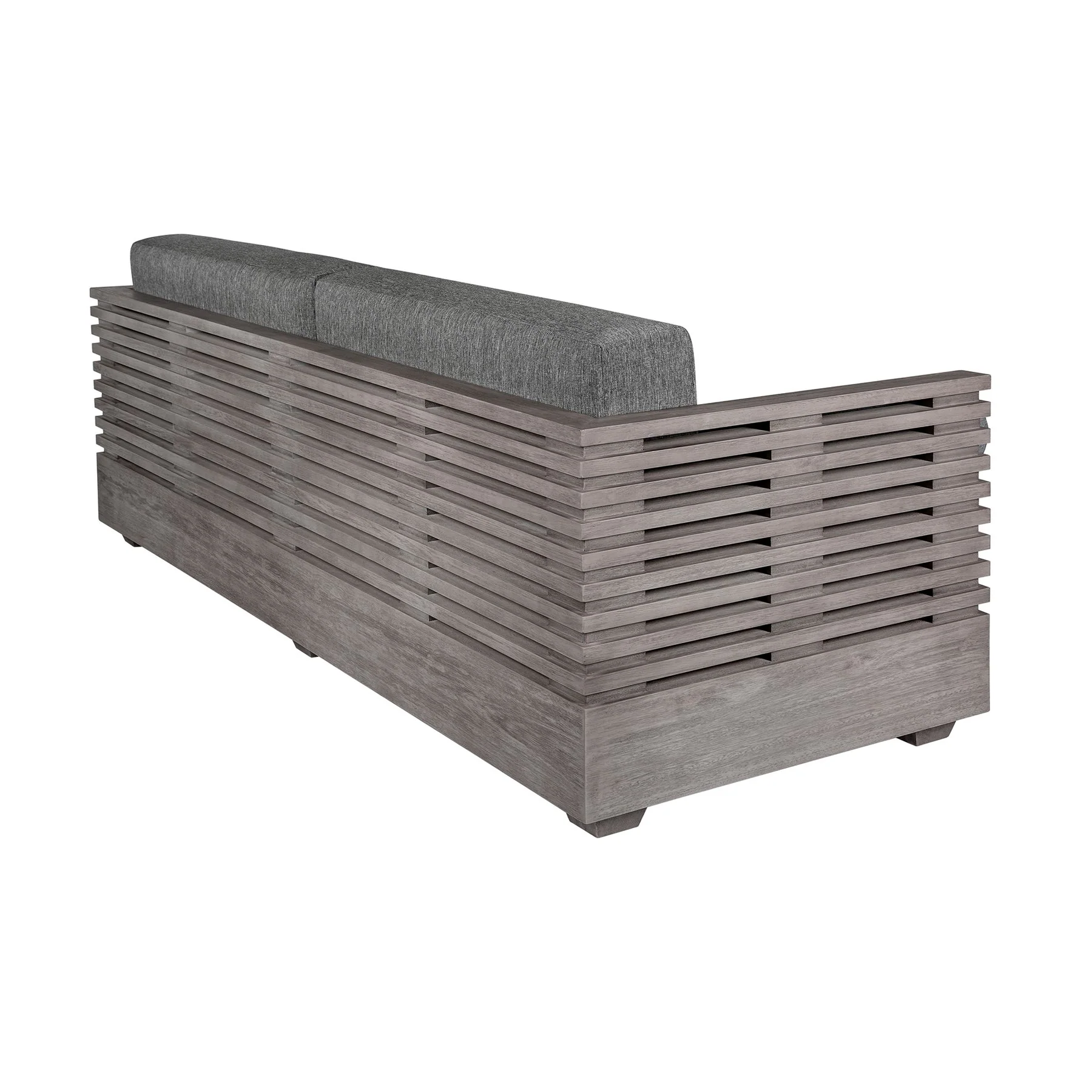 Vivid Outdoor Patio Sofa in Gray Eucalyptus Wood with Gray Olefin Cushions - Image 3
