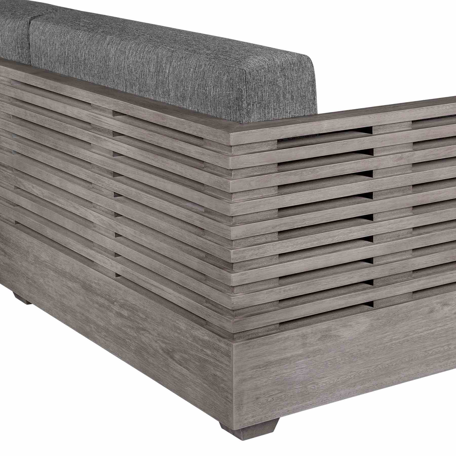 Vivid Outdoor Patio Sofa in Gray Eucalyptus Wood with Gray Olefin Cushions - Image 6