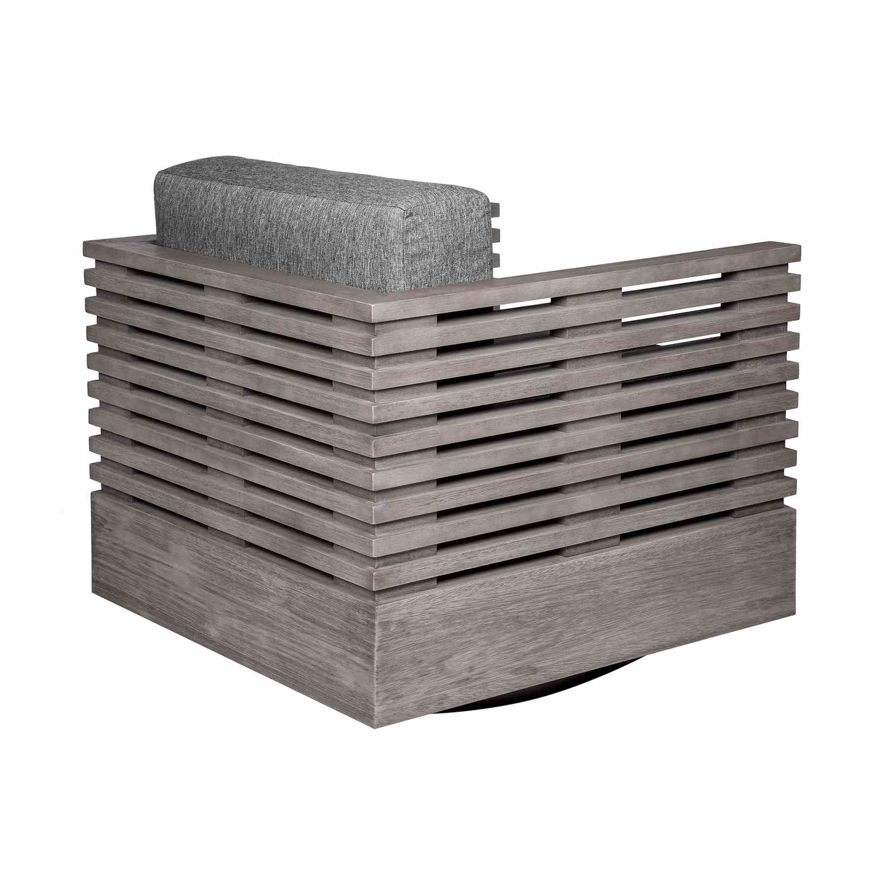 Vivid Swivel Outdoor Patio Chair in Gray Eucalyptus Wood with Gray Olefin Cushions - Image 4