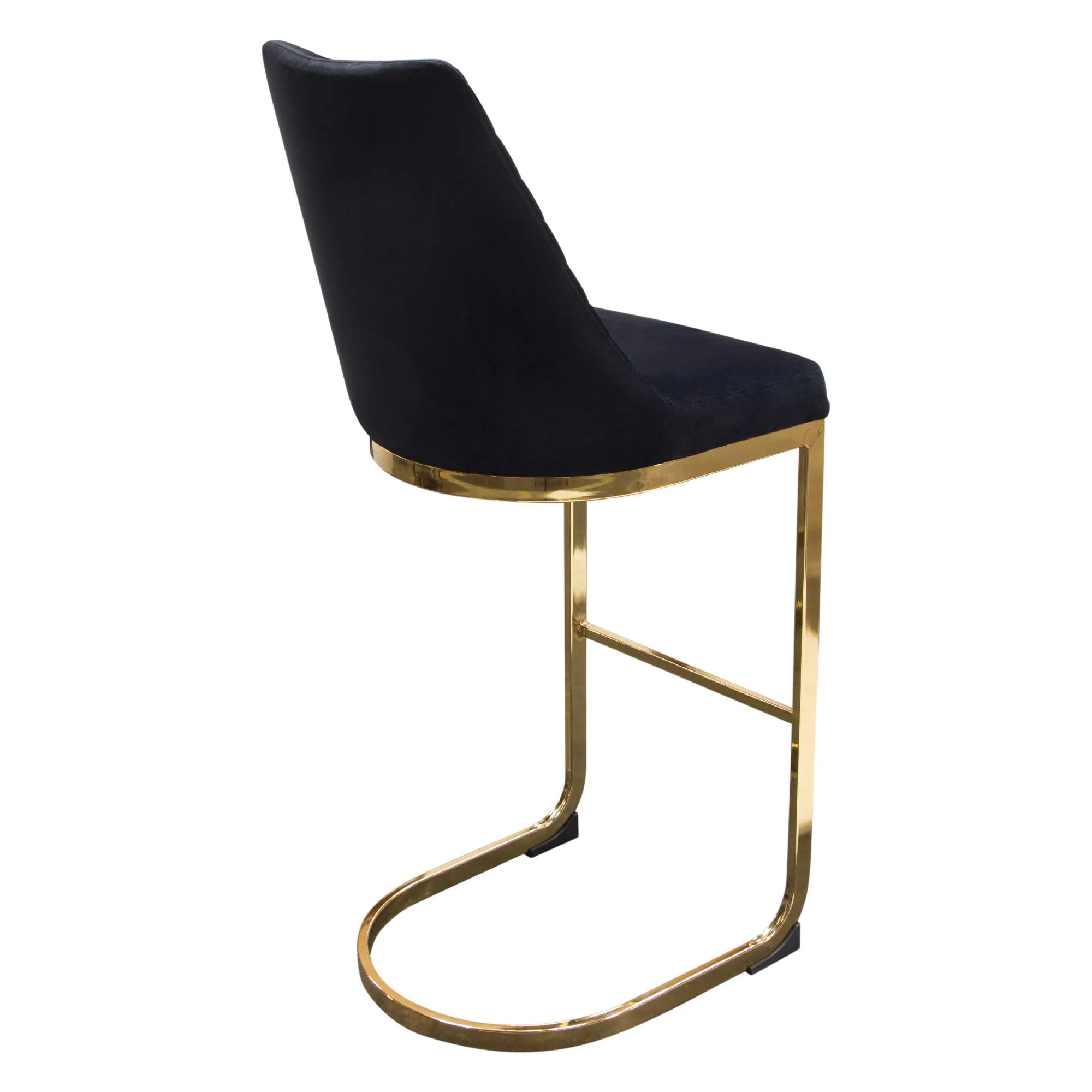 Vogue Set of (2) Bar Height Chairs in Black Velvet with Polished Gold Metal Base by Diamond Sofa - Image 7