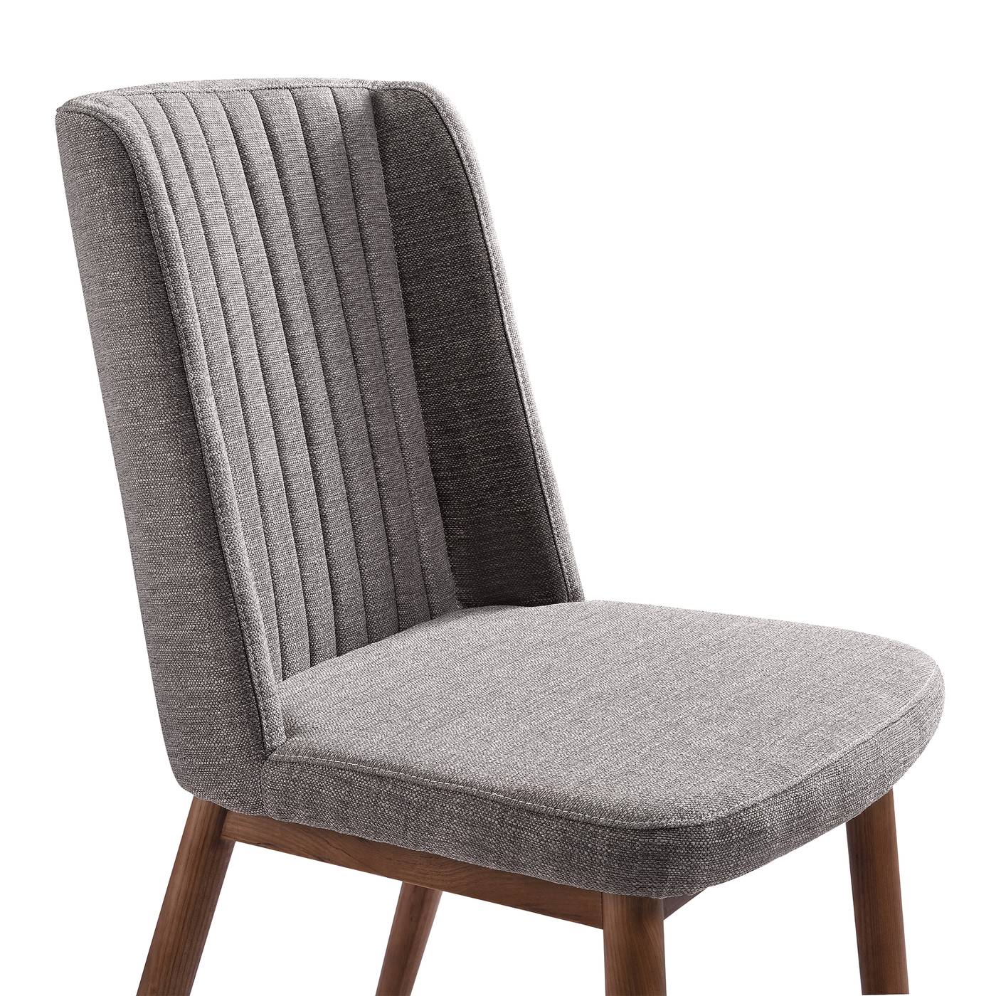 Wade Mid-Century Dining Chair in Walnut Finish and Gray Fabric - Set of 2 - Image 4