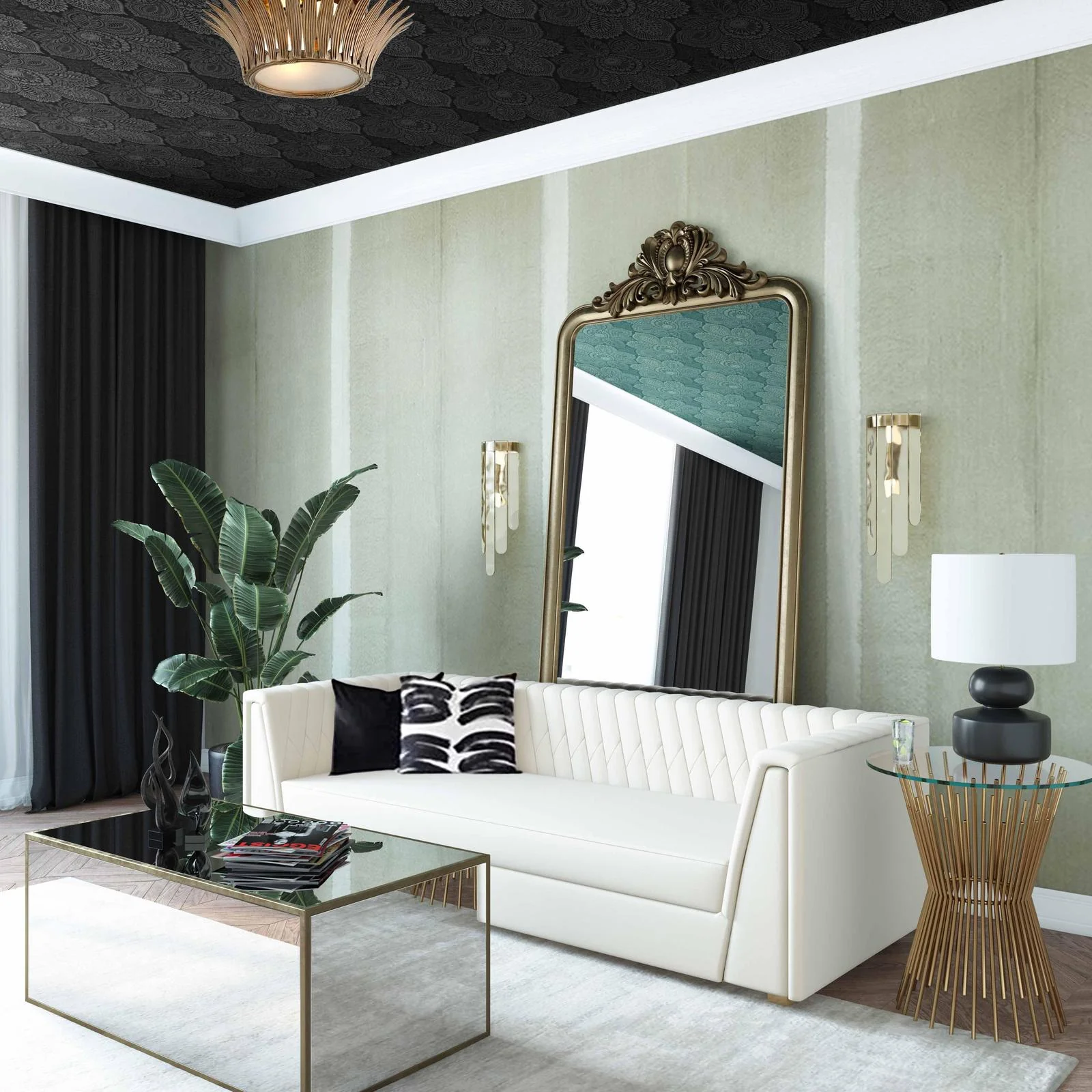 Wafa Cream Velvet Sofa - Image 2