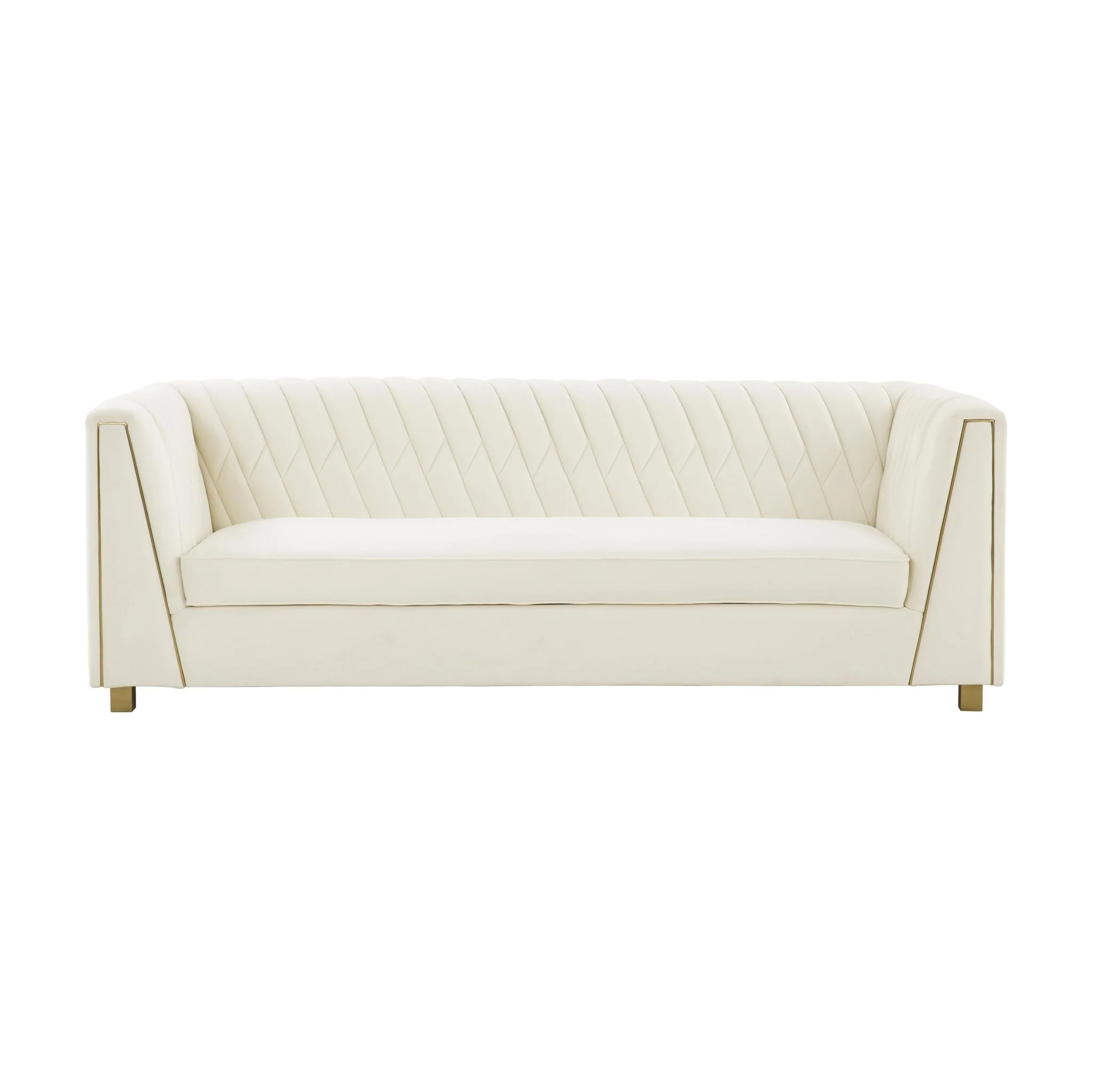 Wafa Cream Velvet Sofa - Image 3