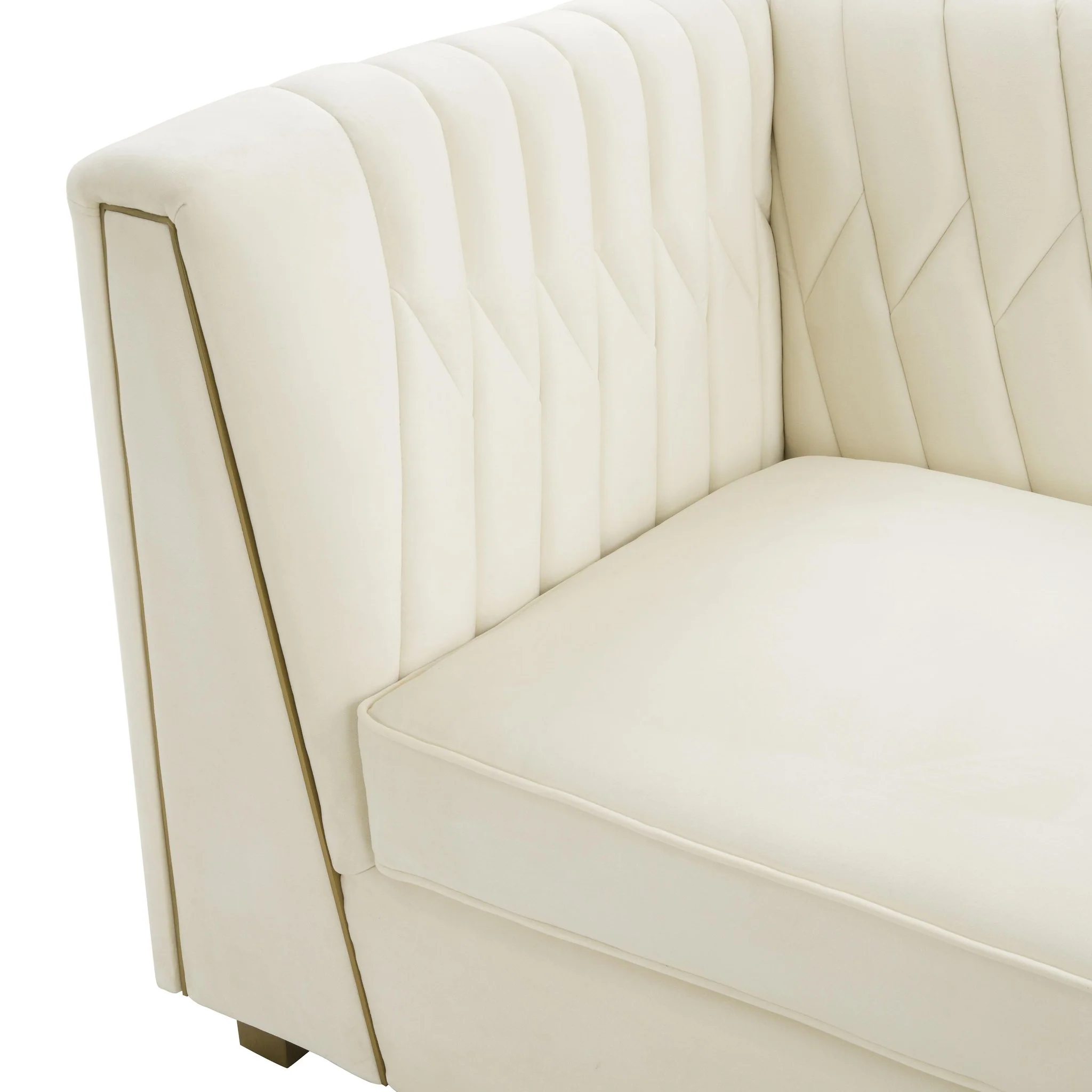 Wafa Cream Velvet Sofa - Image 5