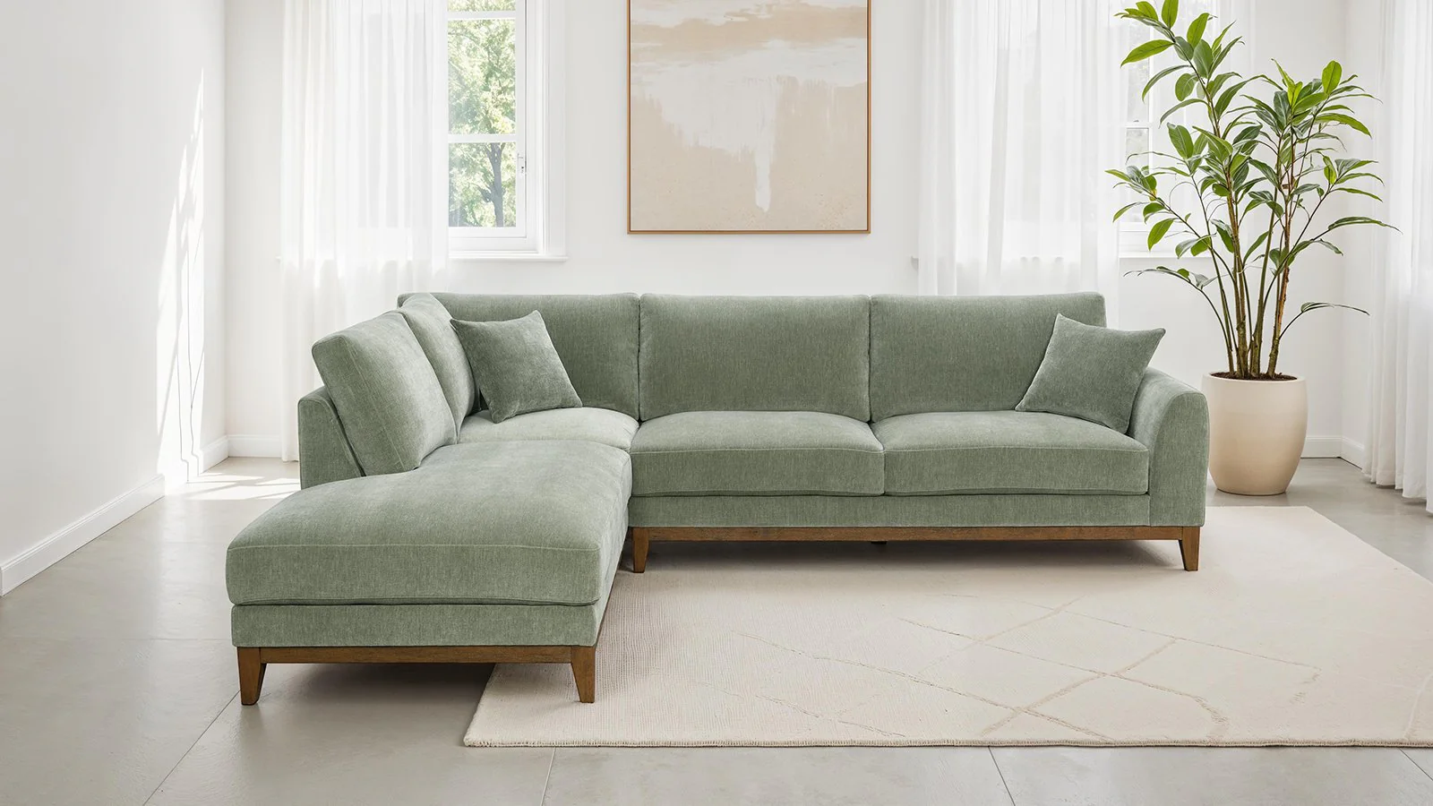 Watton Sectional, Left Chaise, Olive Green - Image 2