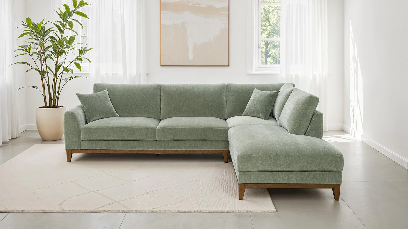 Watton Sectional, Right Chaise, Olive Green - Image 2
