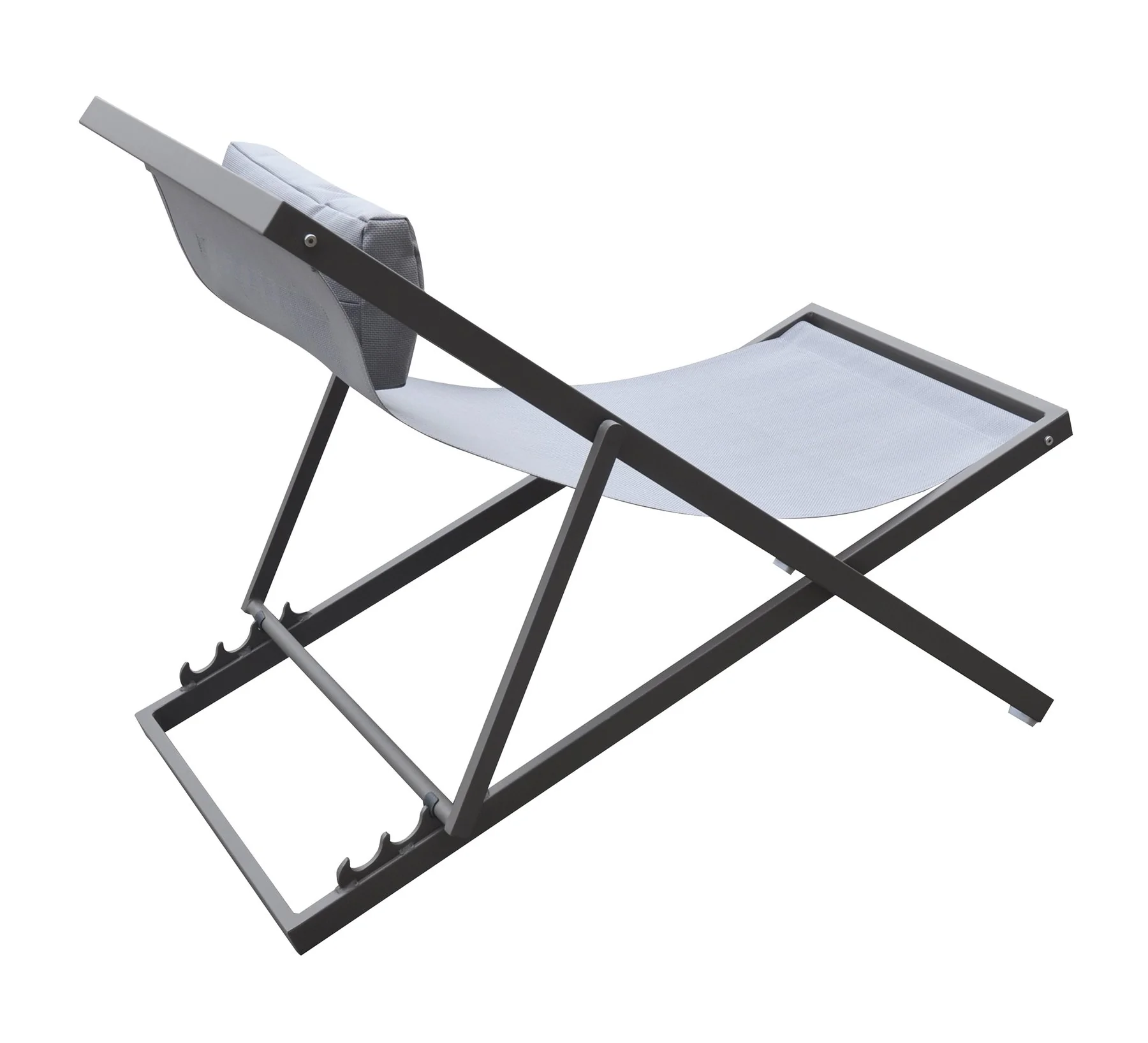 Wave Outdoor Patio Aluminum Deck Chair in Gray Powder Coated Finish with Gray Sling Textilene - Image 4