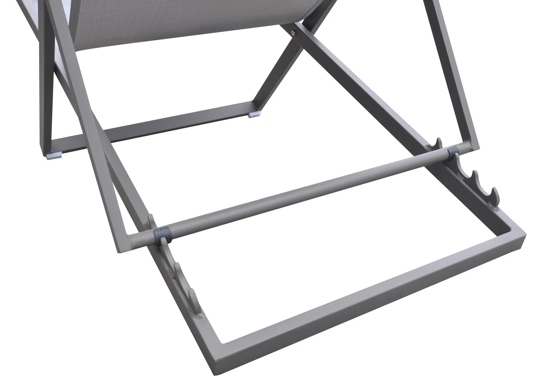 Wave Outdoor Patio Aluminum Deck Chair in Gray Powder Coated Finish with Gray Sling Textilene - Image 5