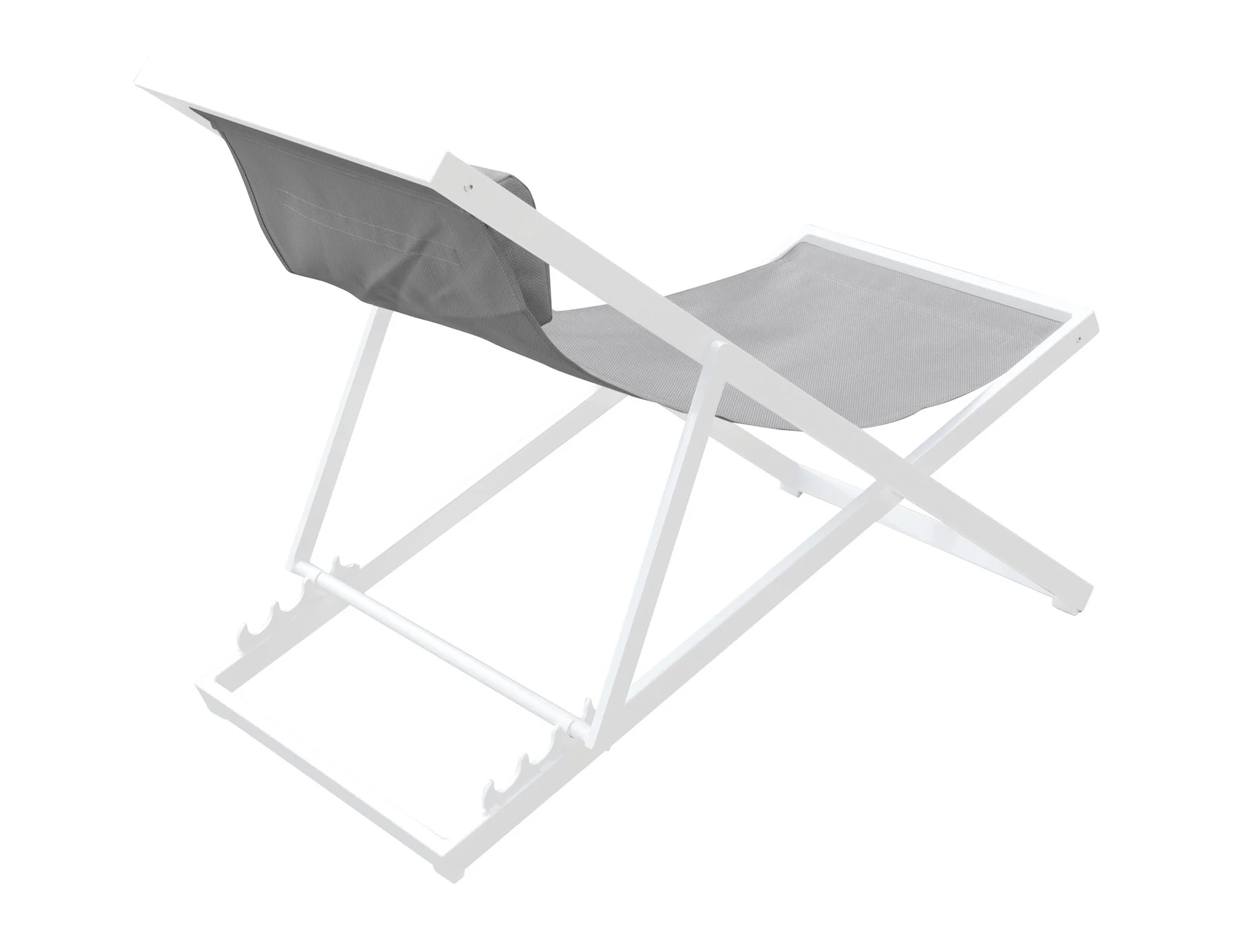 Wave Outdoor Patio Aluminum Deck Chair in White Powder Coated Finish with Gray Sling Textilene - Image 2