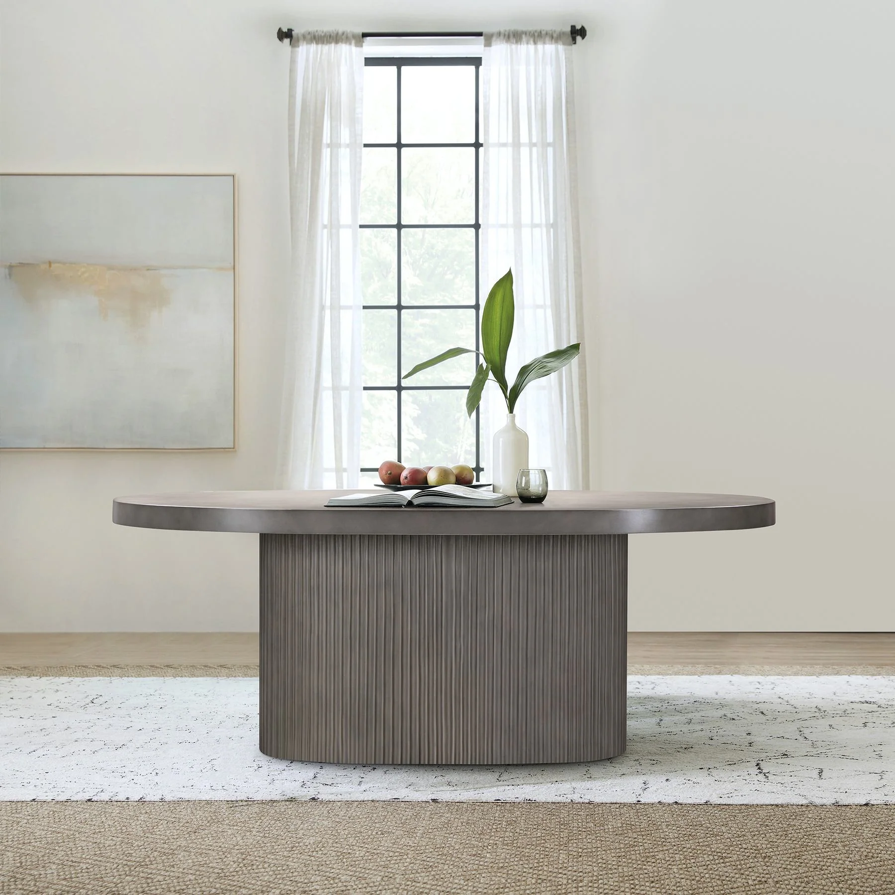 Wave Oval Dining Table in Gray Concrete - Image 8