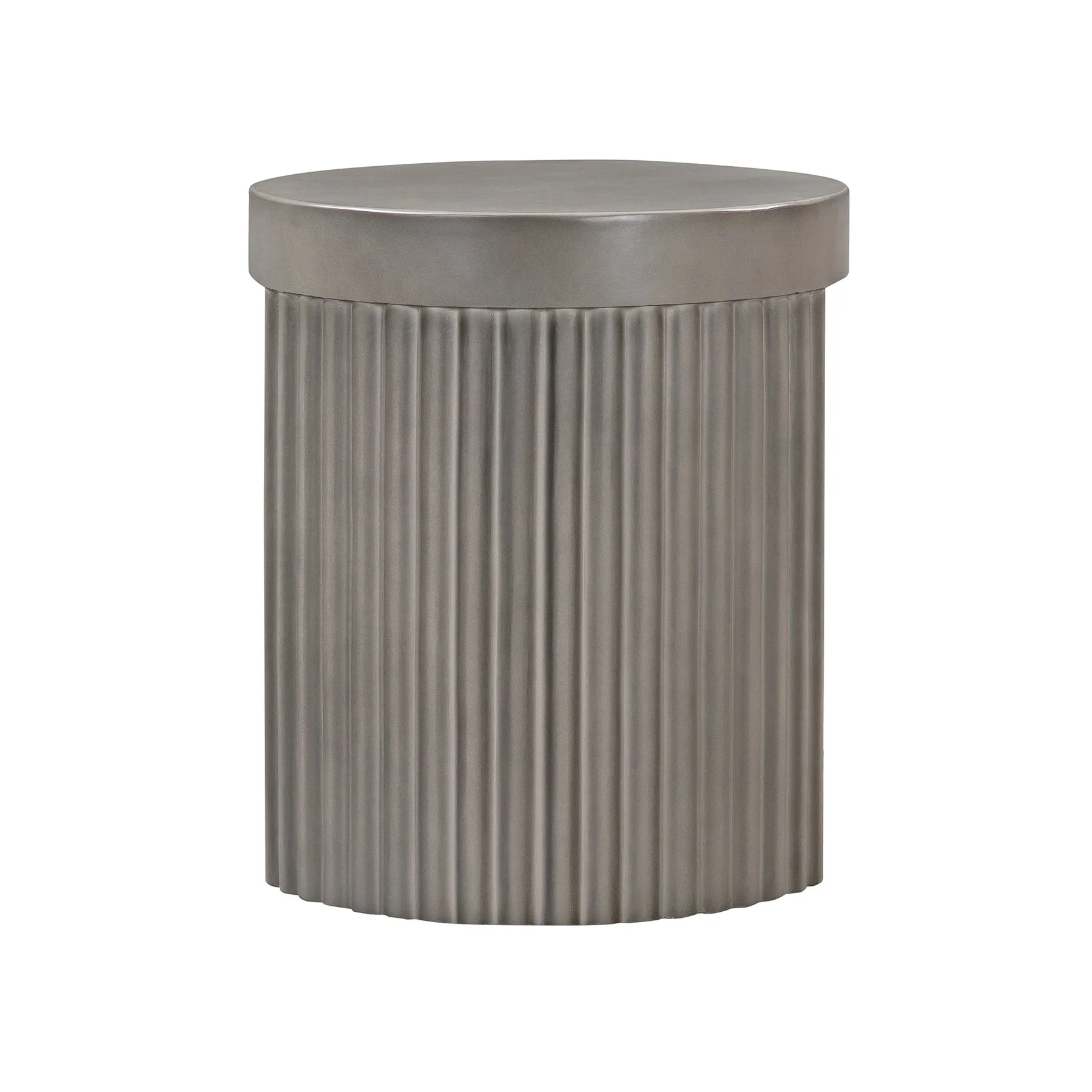 Wave Round Indoor or Outdoor Accent Stool End Table in Gray Concrete - Image 2