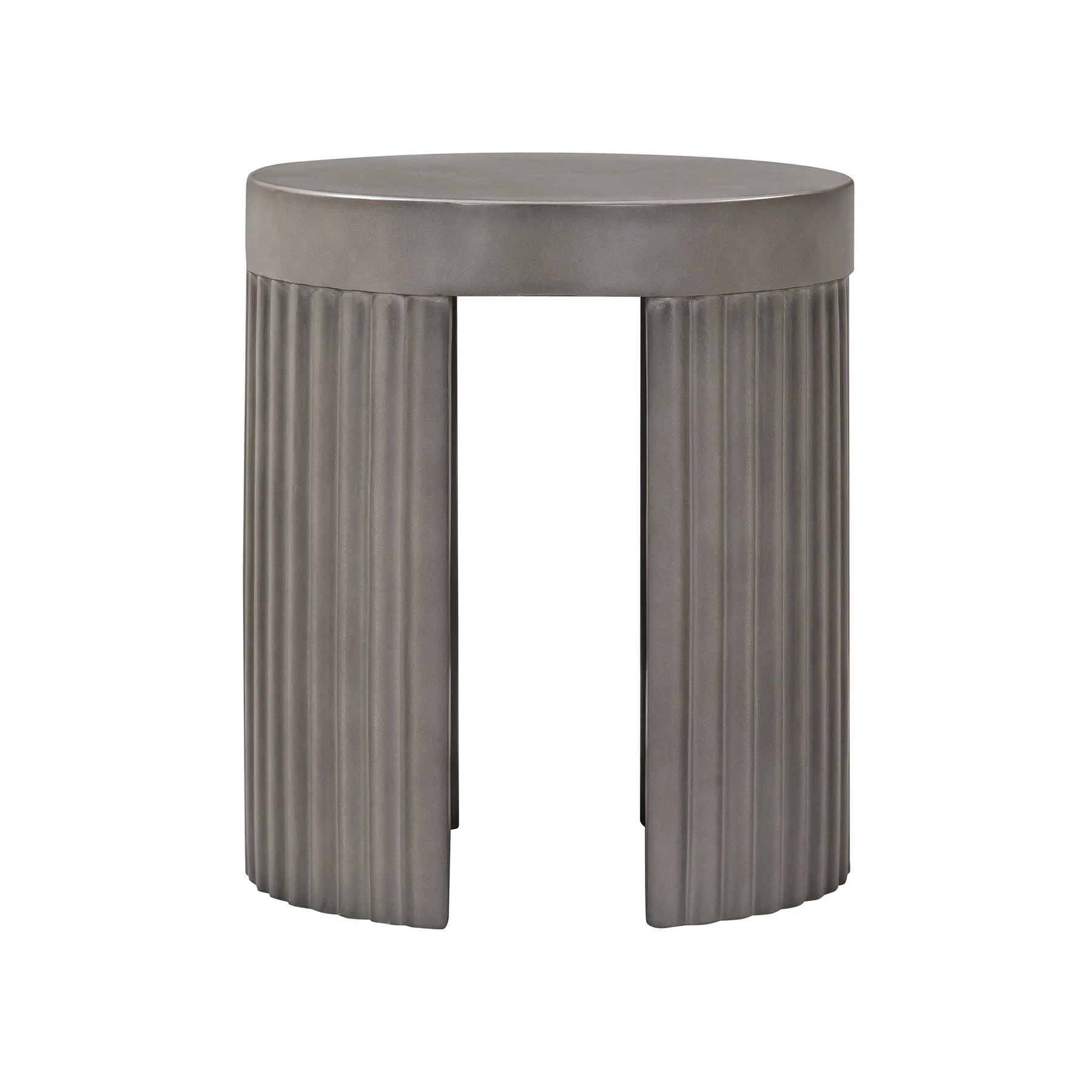Wave Round Indoor or Outdoor Accent Stool End Table in Gray Concrete - Image 3