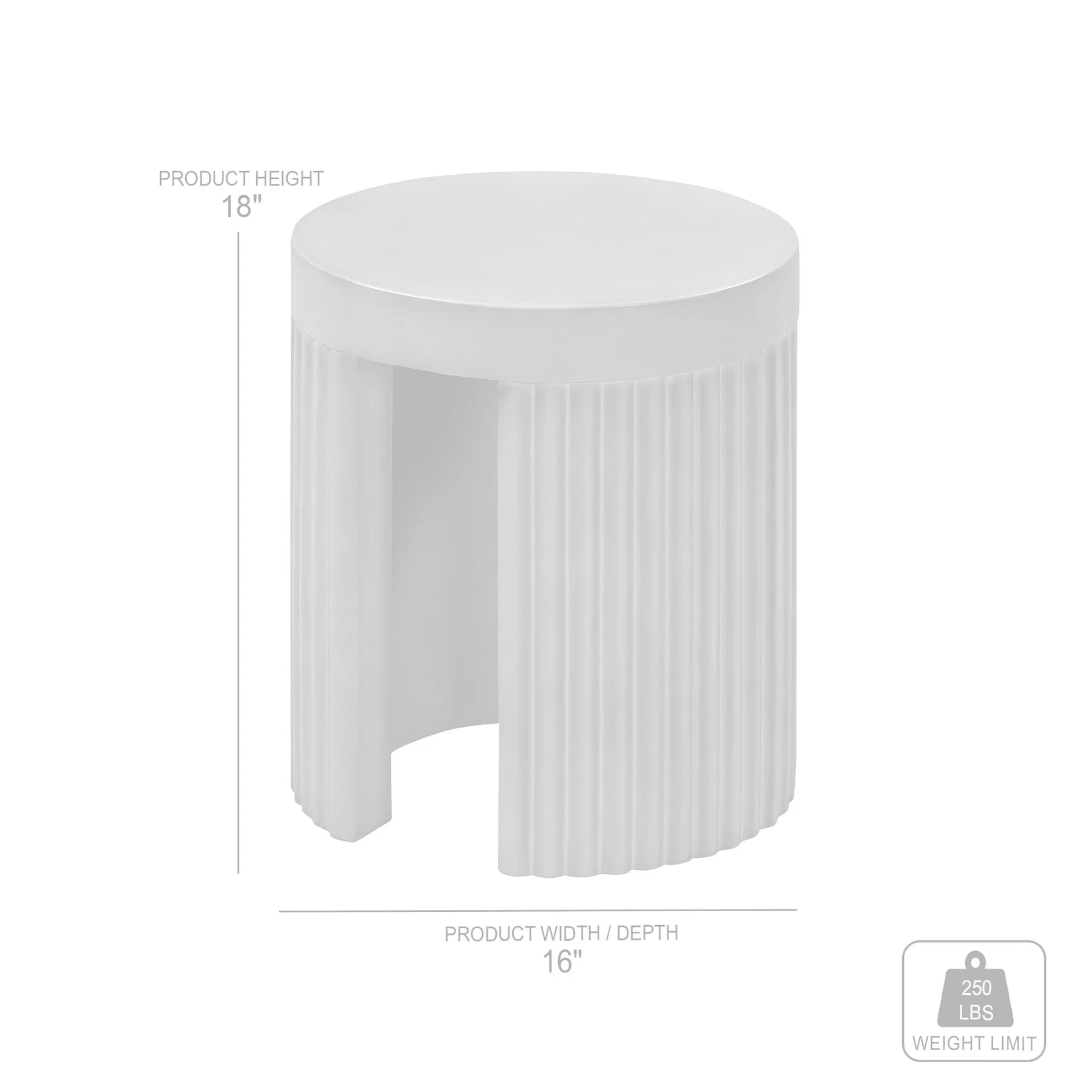 Wave Round Indoor or Outdoor Accent Stool End Table in Gray Concrete - Image 7