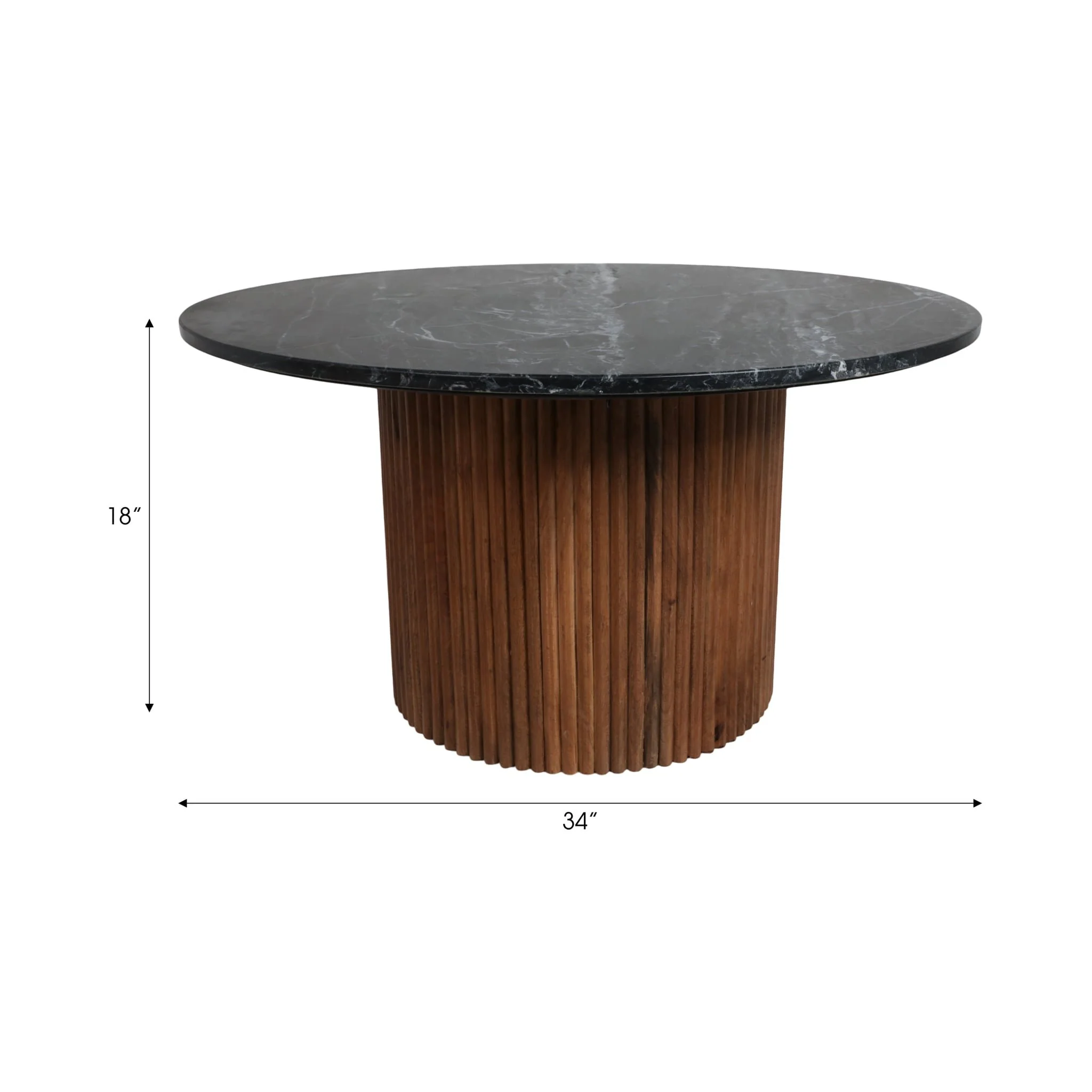 Wd/mrbl,34"d Reeded Coffee Table,brwn/blk/kd2boxes - Image 9