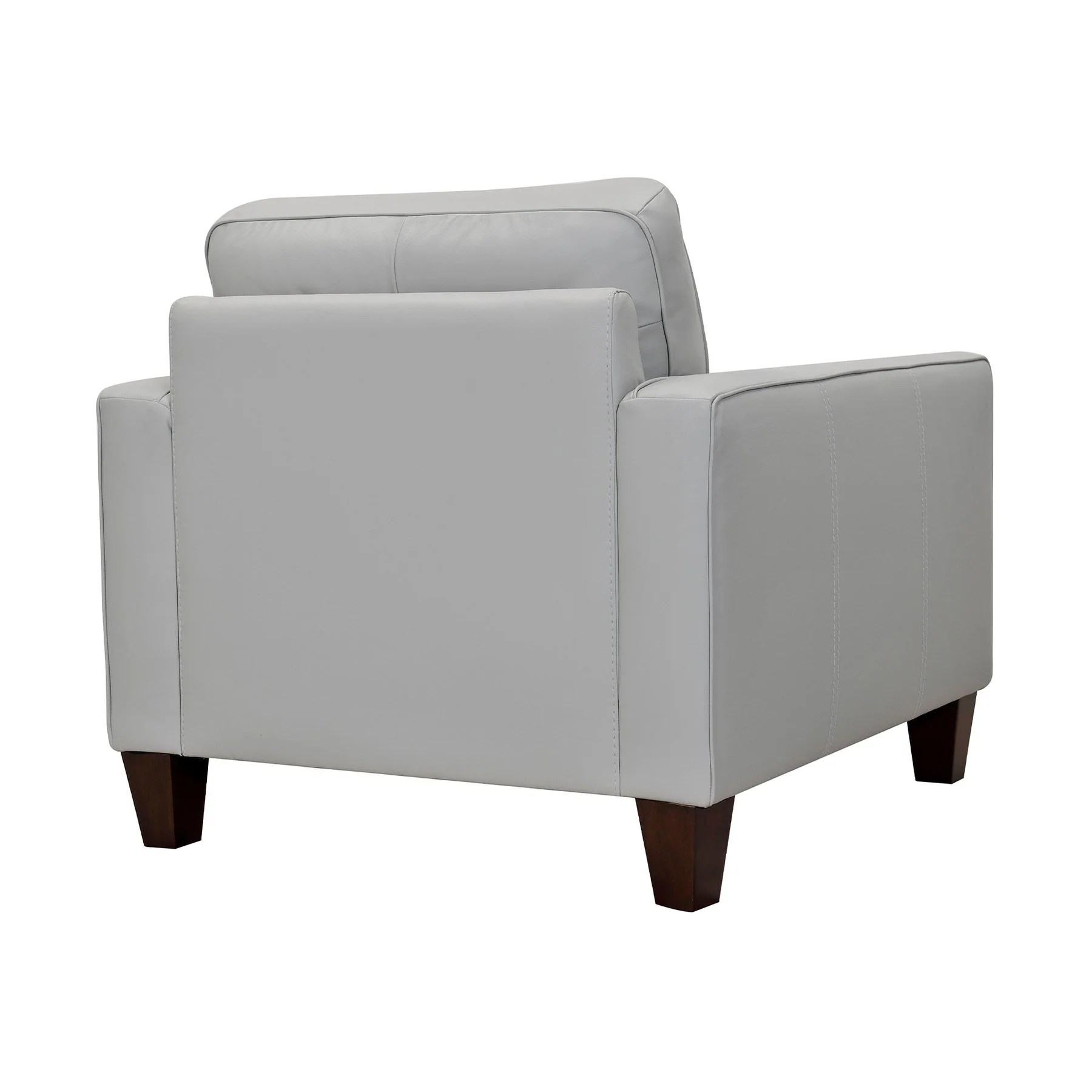 Wesley Dove Gray Genuine Leather Power Footrest Tuxedo Arm Accent Chair - Image 2