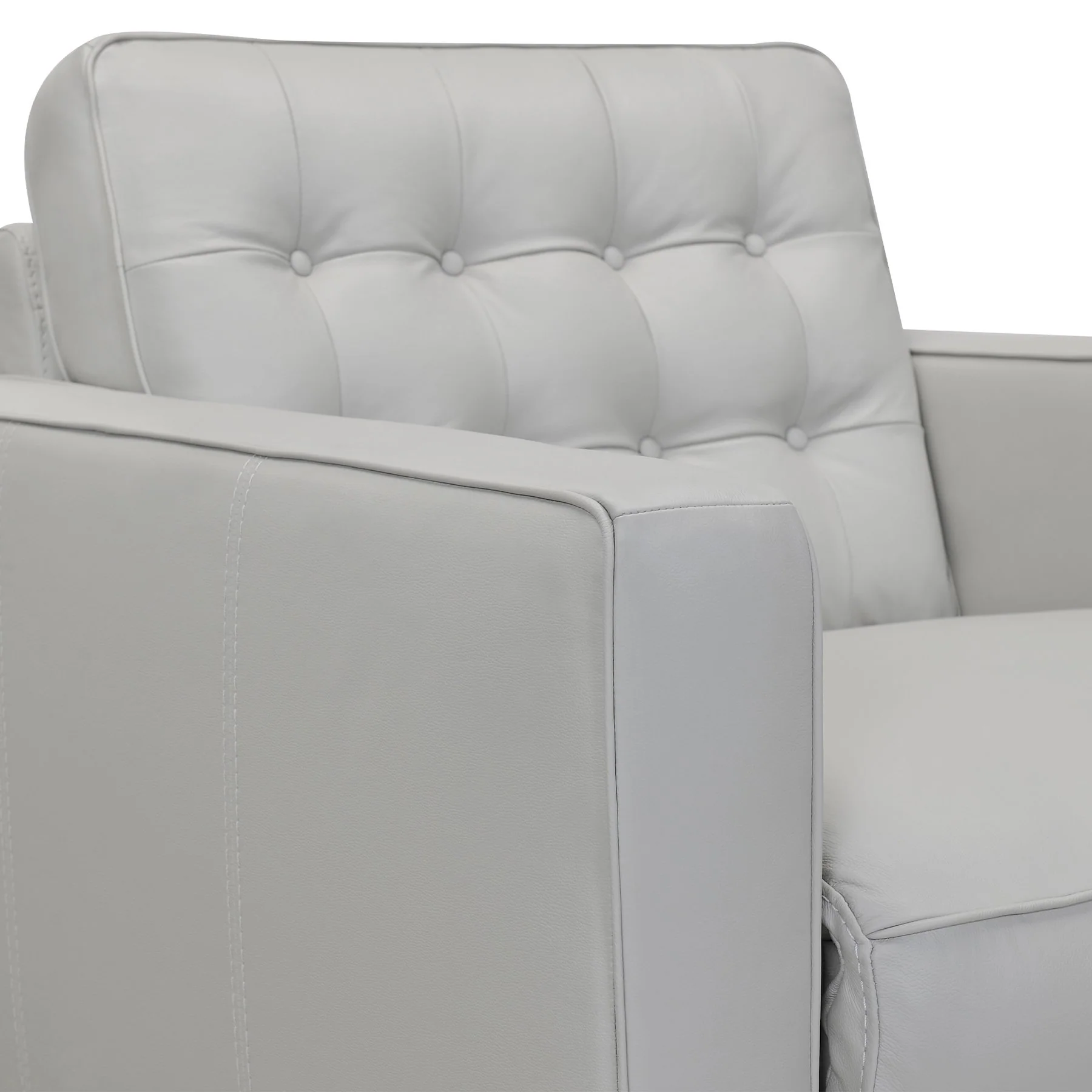 Wesley Dove Gray Genuine Leather Power Footrest Tuxedo Arm Accent Chair - Image 3