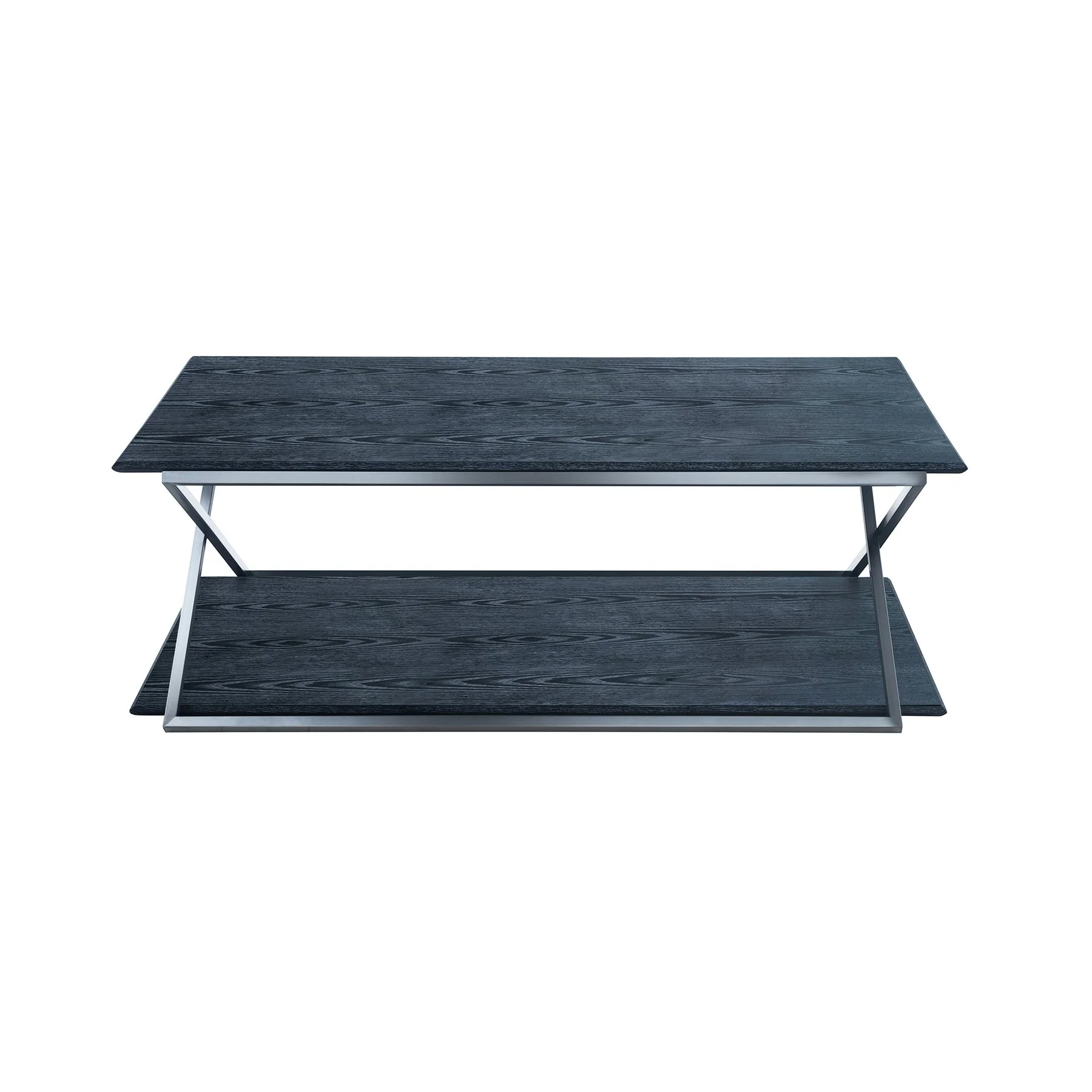 Westlake 3-Tier Black Console Table with Brushed Stainless Steel Frame - Image 3