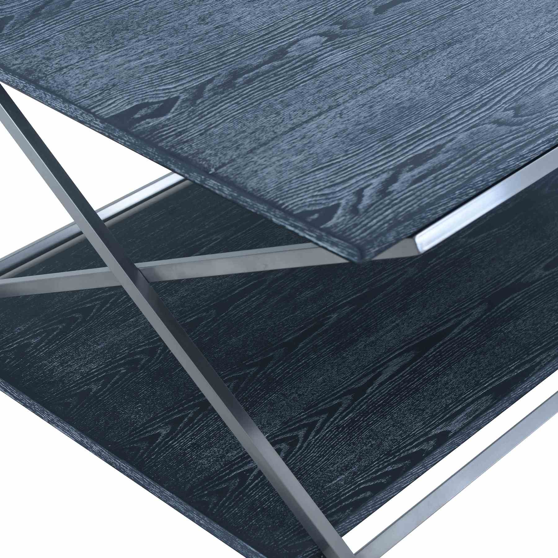 Westlake Black Veneer Coffee Table with Brushed Stainless Steel Frame - Image 2