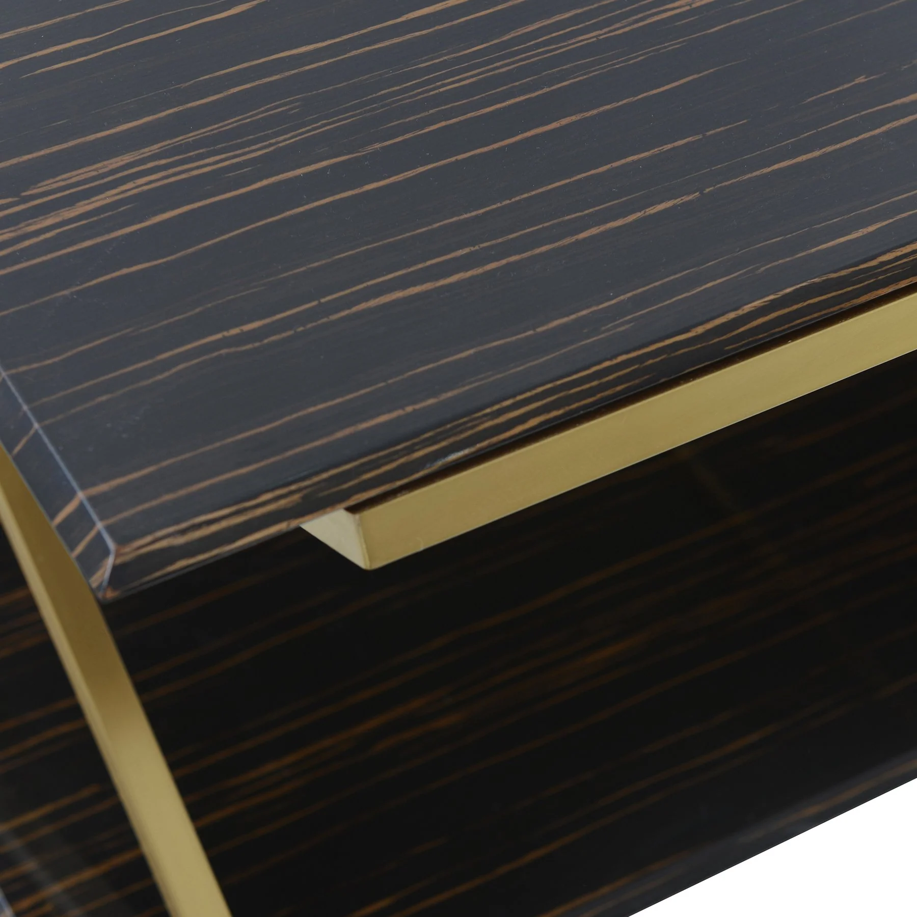 Westlake Dark Brown Veneer Coffee Table with Brushed Gold Legs - Image 4
