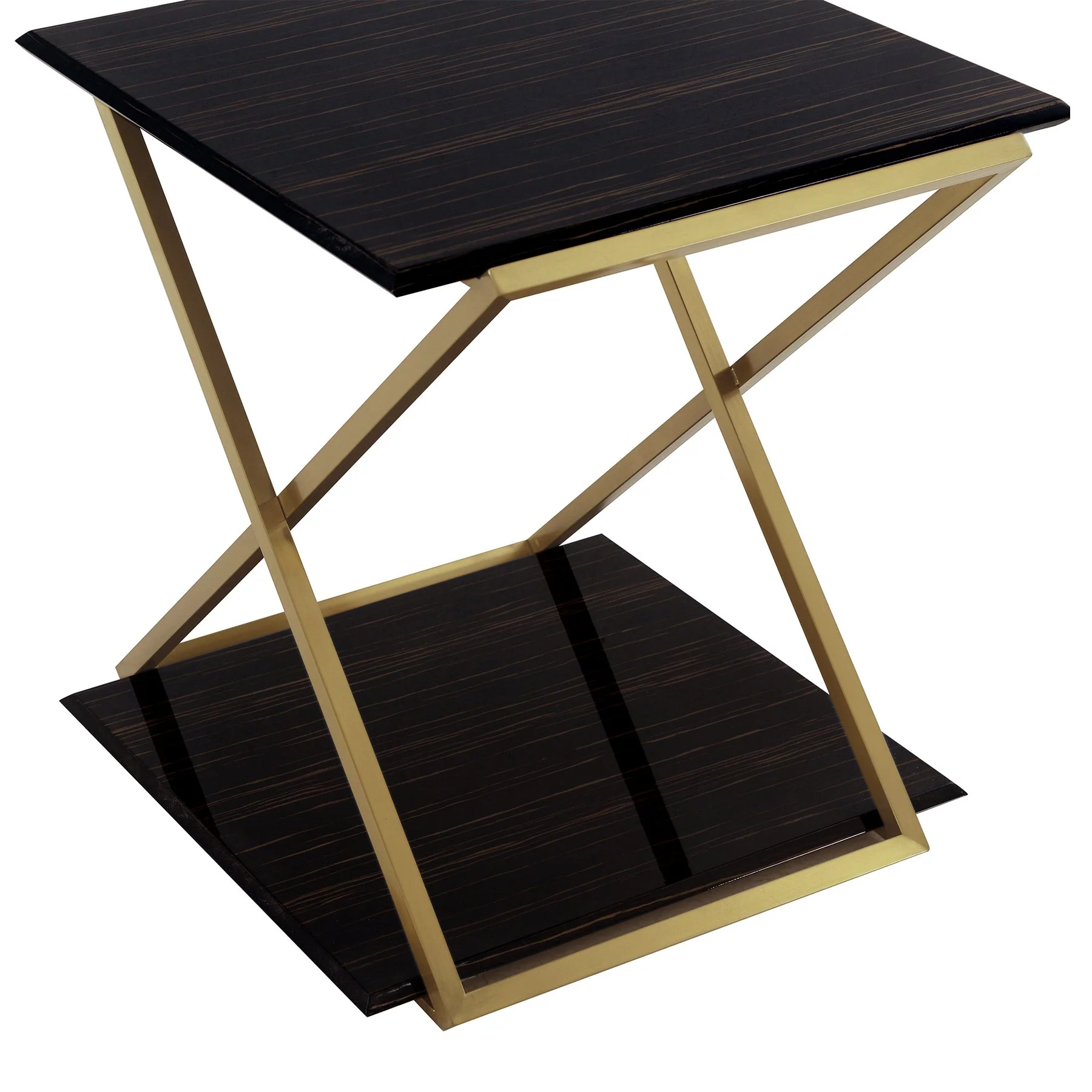 Westlake Dark Brown Veneer End Table with Brushed Gold Legs - Image 2