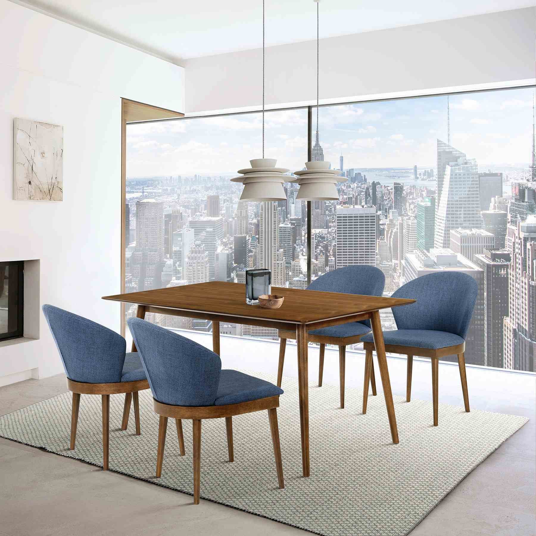 Westmont and Juno Blue and Walnut 5 Piece Dining Set - Image 10